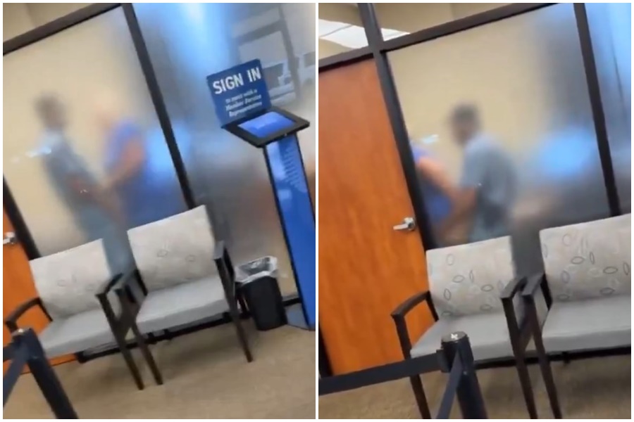 美國一間信用合作社的分行，發生男女在會議室做愛被錄影拍下的事件。（翻攝自X）