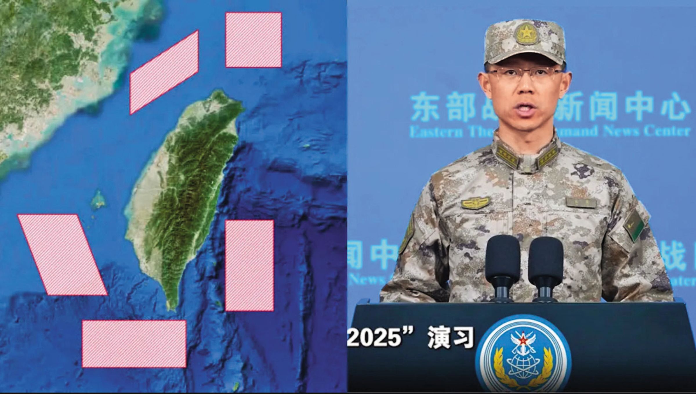 總統被彈劾、行政權與立法權繼續衝突、司法公信力被摧毀、兩岸緊張、社會對立、憲政僵局,這大概是2026年政治寫照。圖為中國解放軍東部戰區新聞發言人施毅29日證實,30日在台灣海峽實施大規模環台軍演。(翻攝東部戰區微博)
