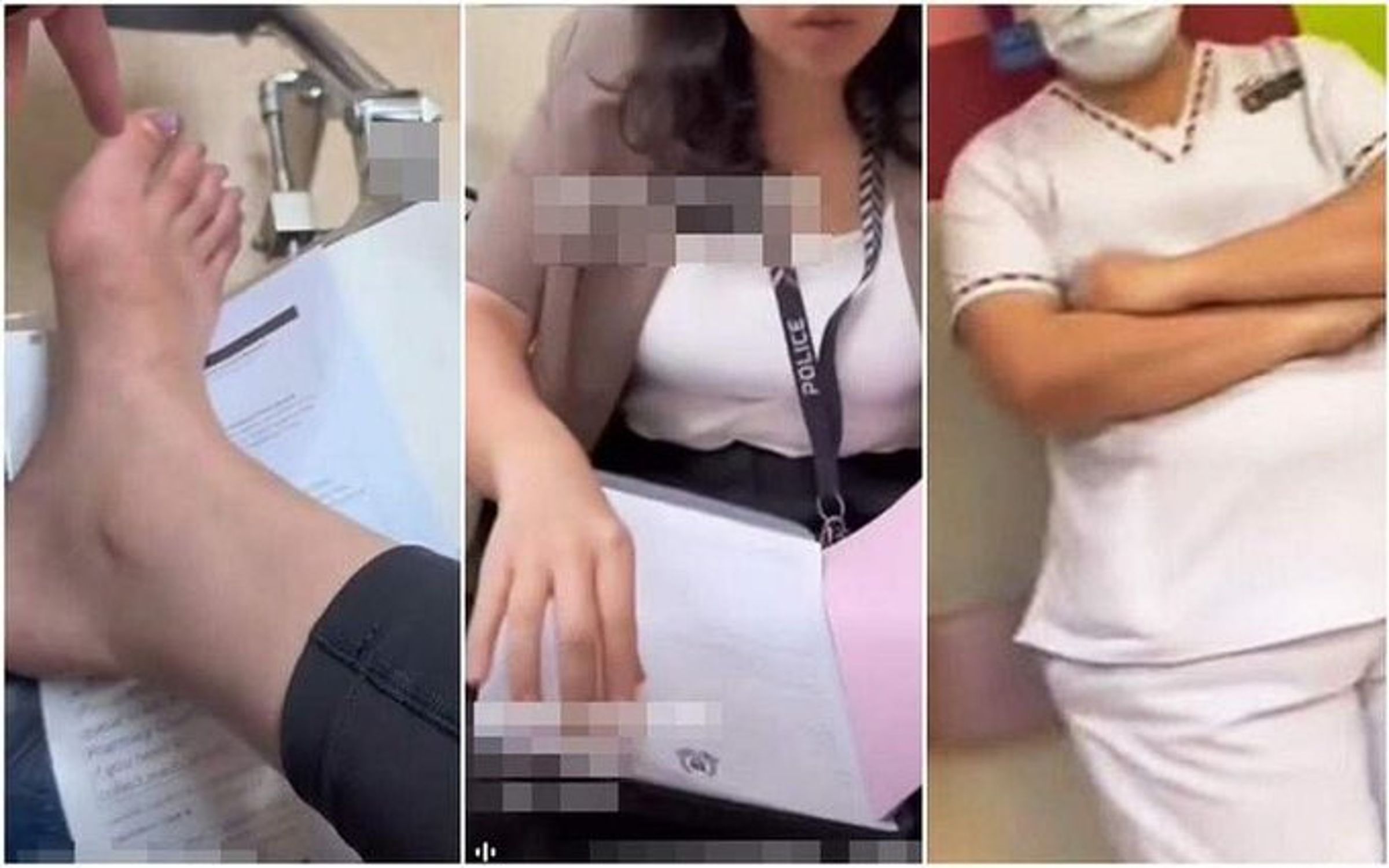 女子拒絕配合錄口供，其間還用中文與一名女調查官大聲叫囂。（翻自《聯合早報》）