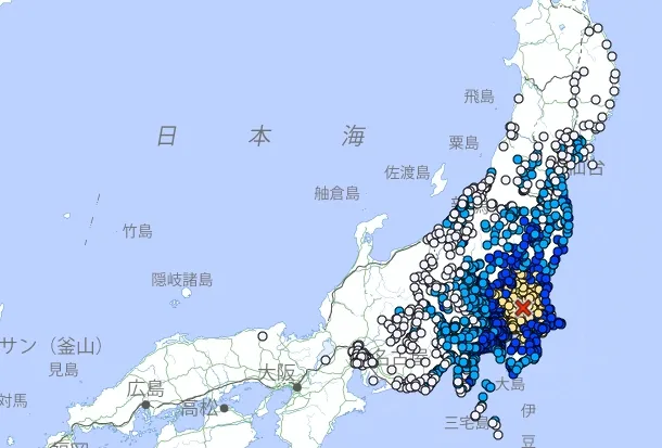 日本凌晨地牛翻身，茨城縣南部規模5.9地震。（翻攝自日本氣象廳官網）
