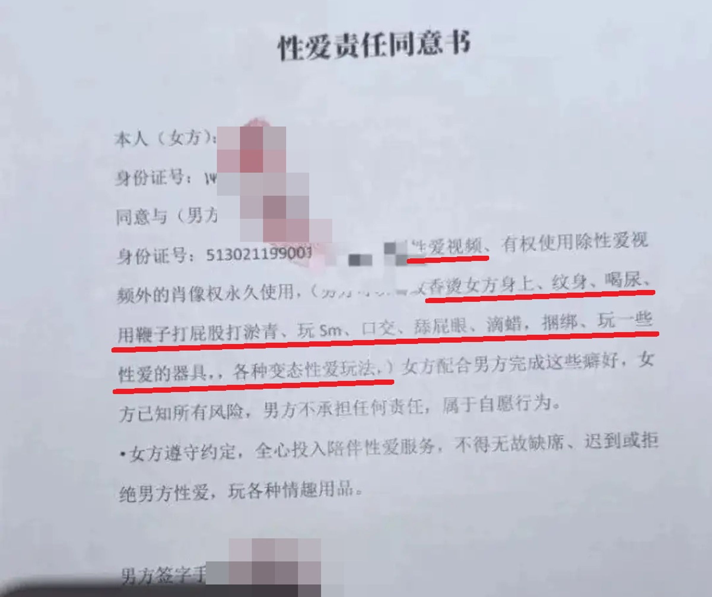 中國男子馮德兵爆出包養超過200名小三的醜聞,且各自簽署專屬合約,變態協議和開房照片大肆瘋傳,令中國網民瞠目結舌。(翻攝自微博)