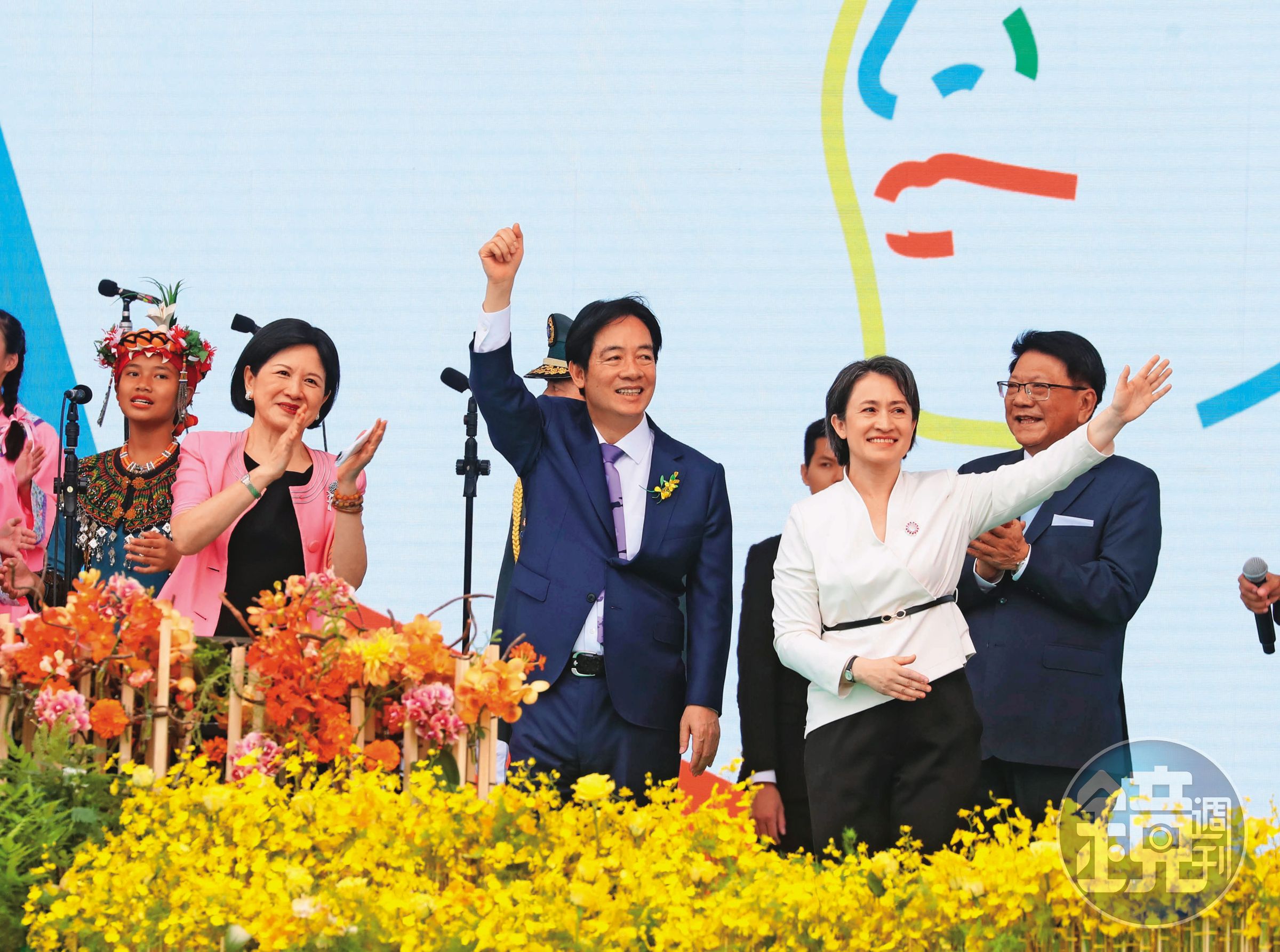 賴清德(前左)、蕭美琴(前右)5月20日正式就任中華民國第16任正副總統。