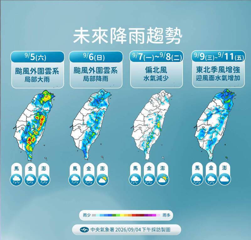 中央氣象署說明降雨趨勢。（中央氣象署提供）