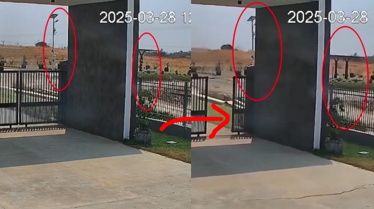 緬甸實皆省強震畫面震撼曝光，地表瞬間「整個往右位移」清晰可見，令人膽寒。（翻攝自threads @hale9fly）