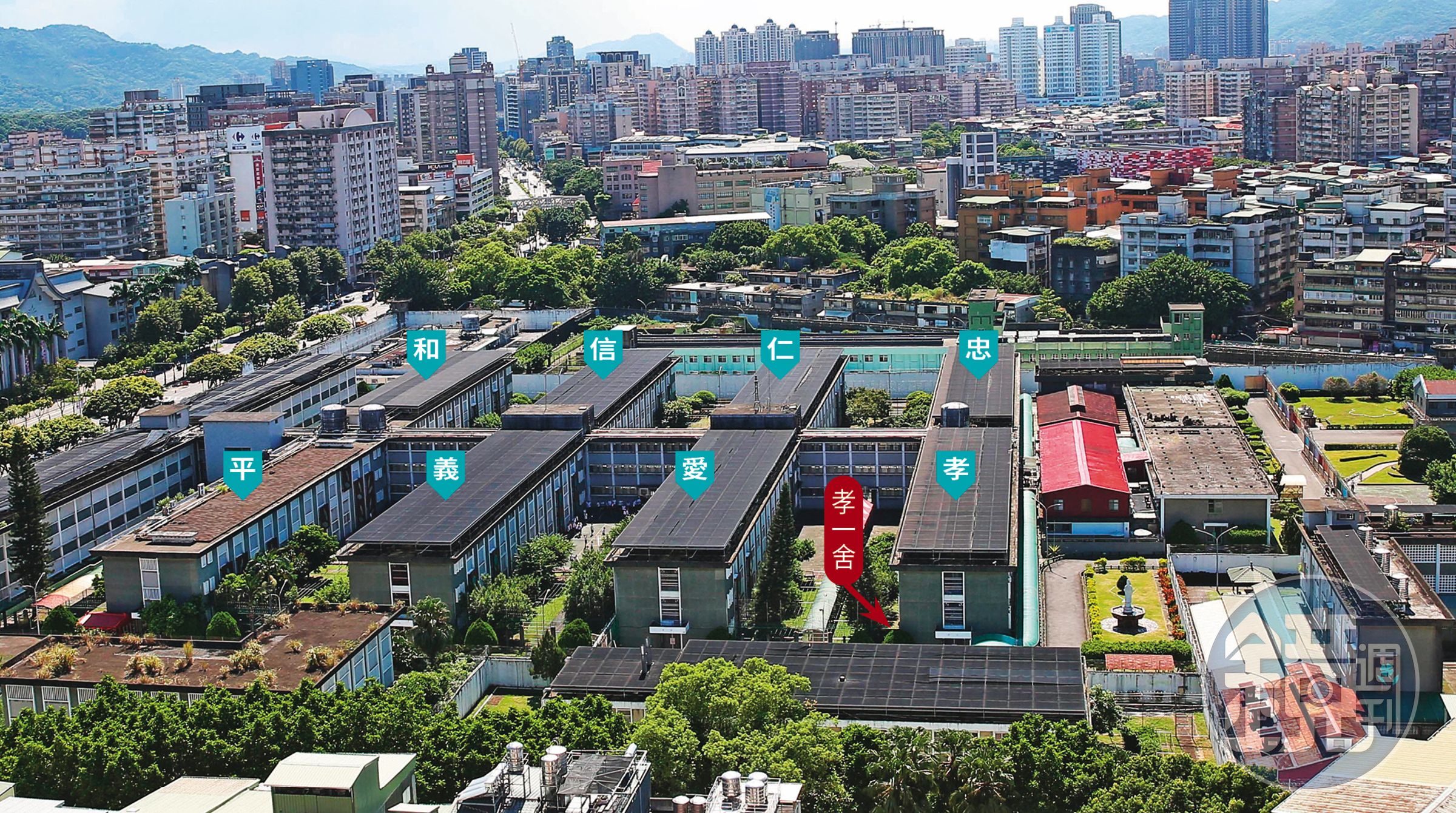 北所有八棟舍房，柯文哲收押在俗稱「保護舍」的孝一舍二人房，並非外界以為的「名人套房」忠三舍。