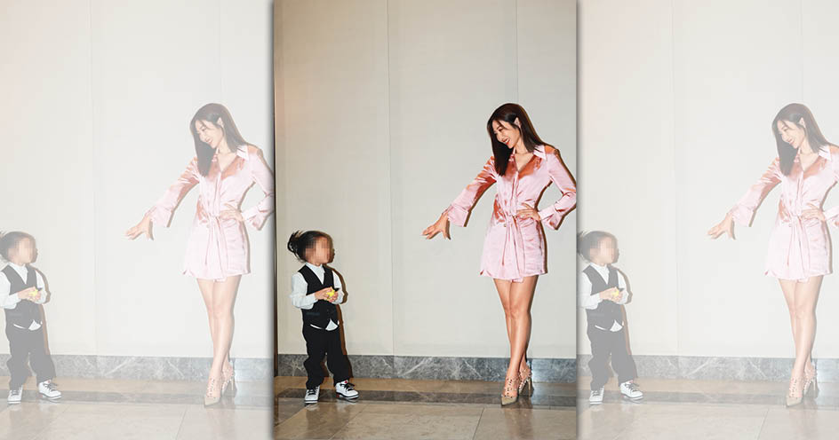 曾莞婷（右）想和小鮮肉牽手收， 慘遭拒絕，哭哭。