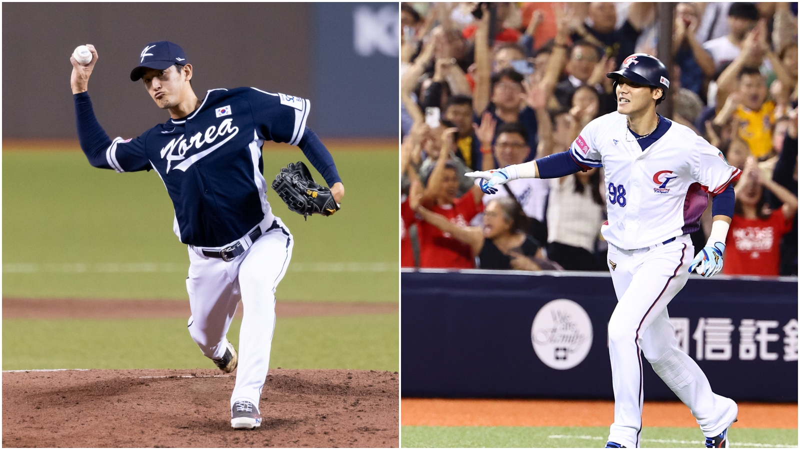 高永表（左）遭陳晨威（右）滿貫砲重擊。（中華棒協提供）