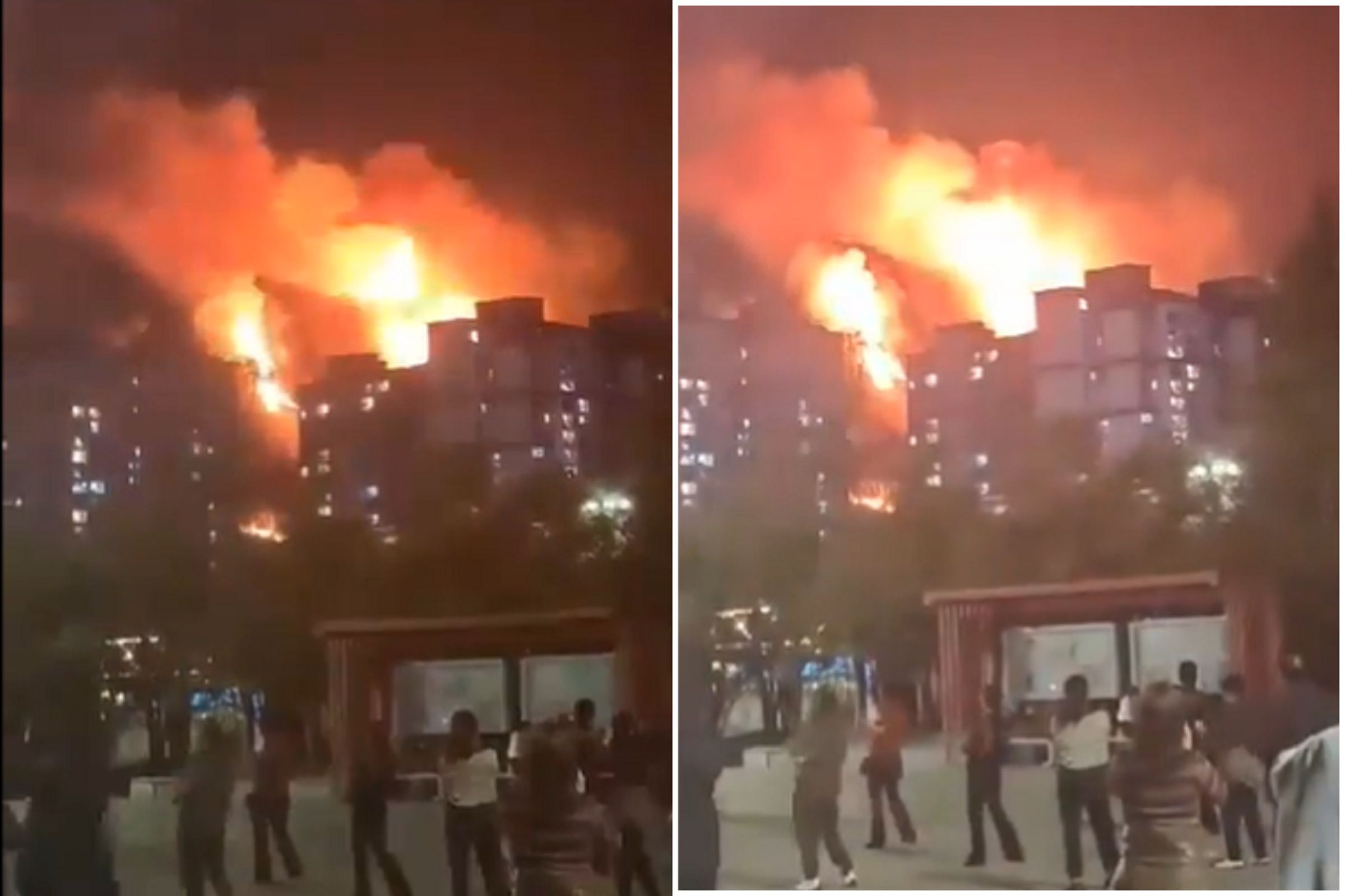 厲害了中國大媽!森林大火已逼近,她們無畏熊熊烈火淡定跳廣場舞。(翻自X平台)