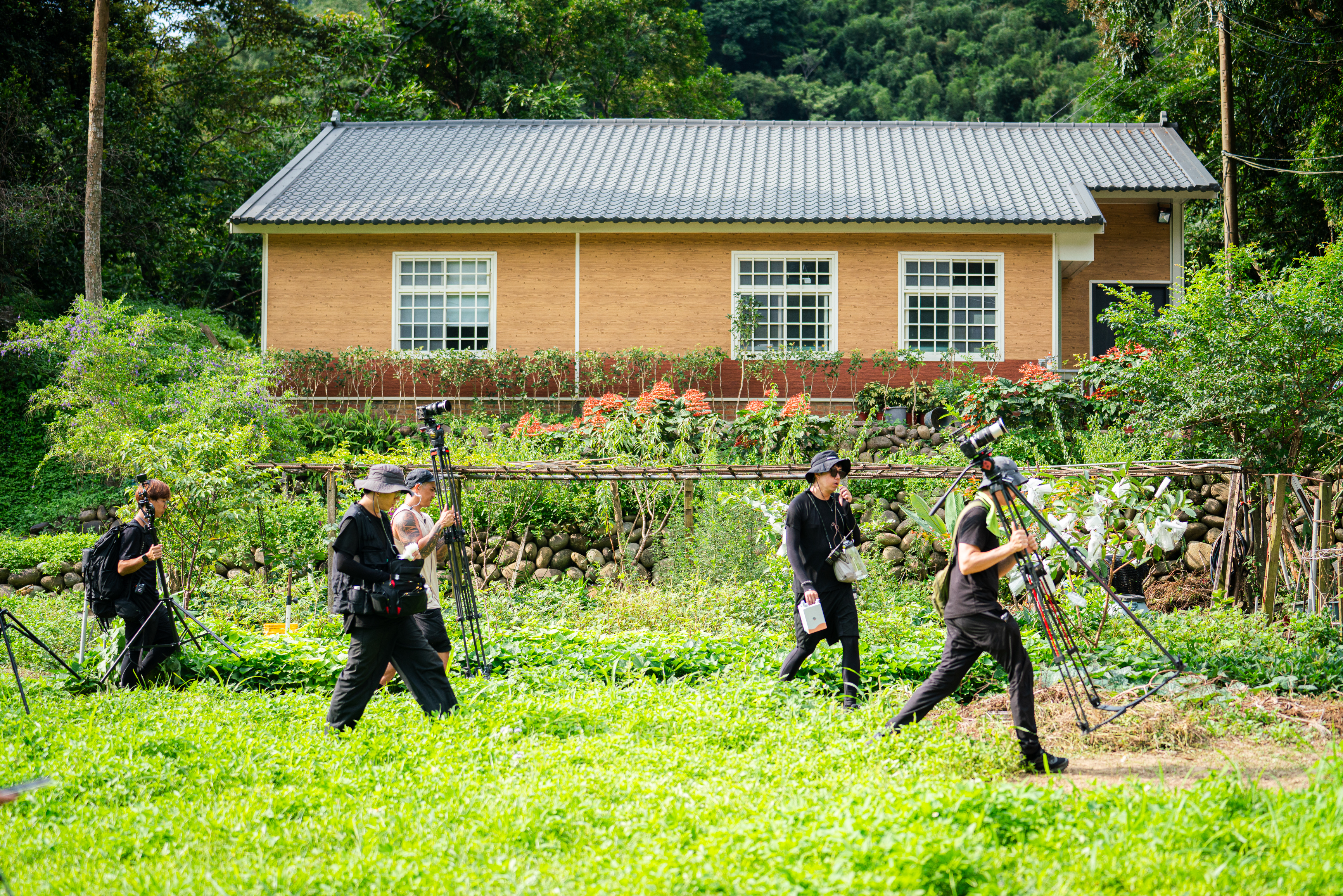 《細細山路私密達》節目重視畫面美學，集結台韓攝影人員捕捉山路美景。（客家電視台提供）
