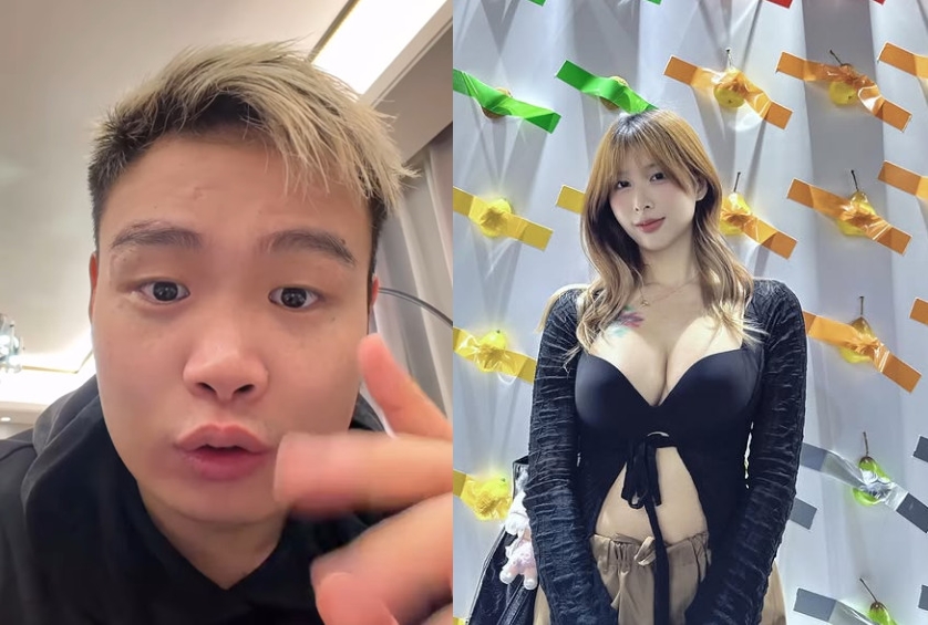 香港網上瘋傳拳王羅祖勝與AV女優「癲癲」黃雅君的車震影片，引發不少網友懷疑是擺拍炒流量。（翻攝IG@jackson_law852、w_din.din）
