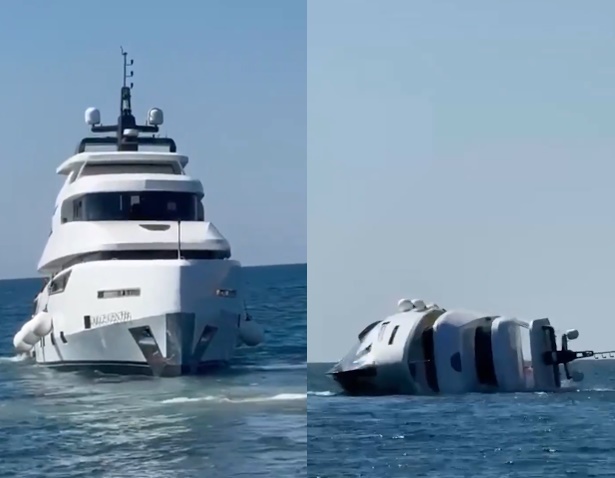 一輛要價近3千萬台幣的遊艇，下水不到15分鐘就沉船。（翻攝自X@nypost）