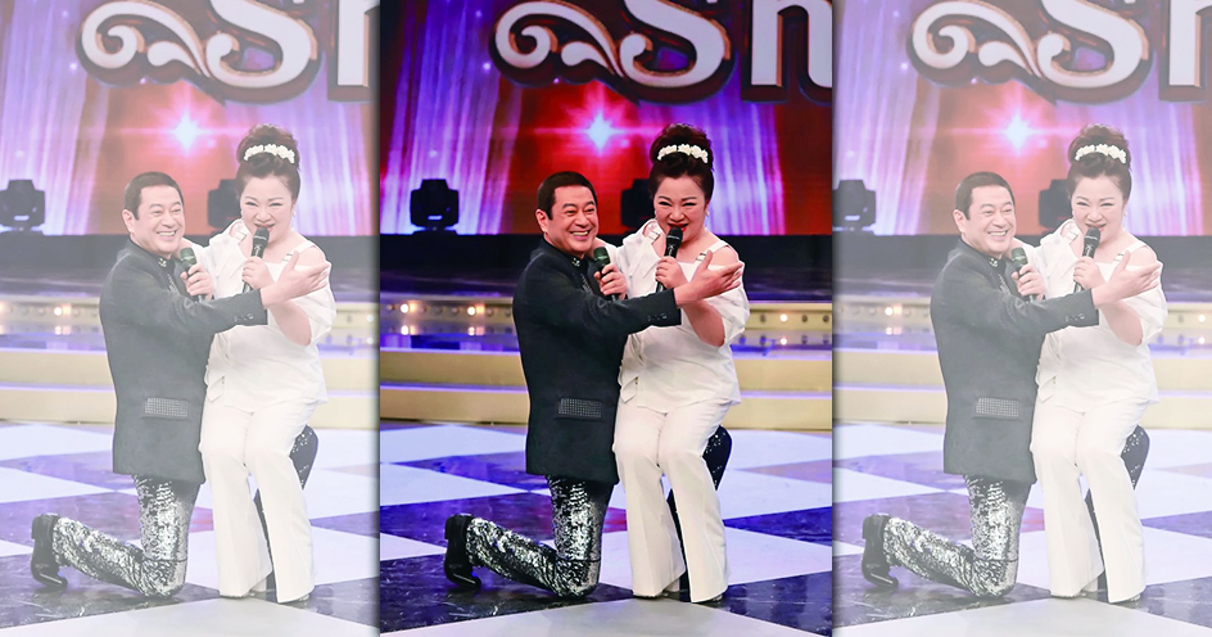 白冰冰（右）主持《超級冰冰Show》連續六週收視奪冠，近日找來蔡小虎（左）上節目衝收視再創佳績。（民視提供）