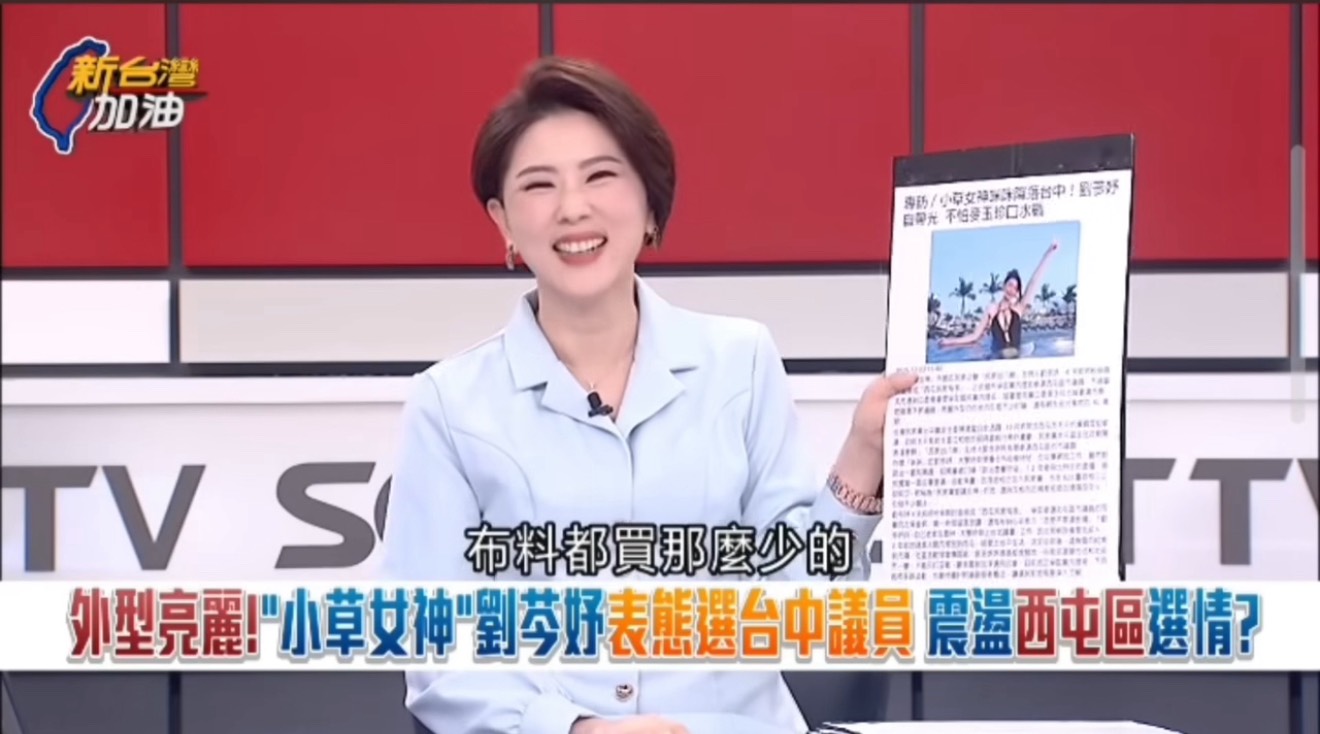 民眾黨台中市黨部發言人劉芩妤，私下生活照被三立政論節目主持人及來賓消費。（翻攝自陳智菡 Vicky臉書）