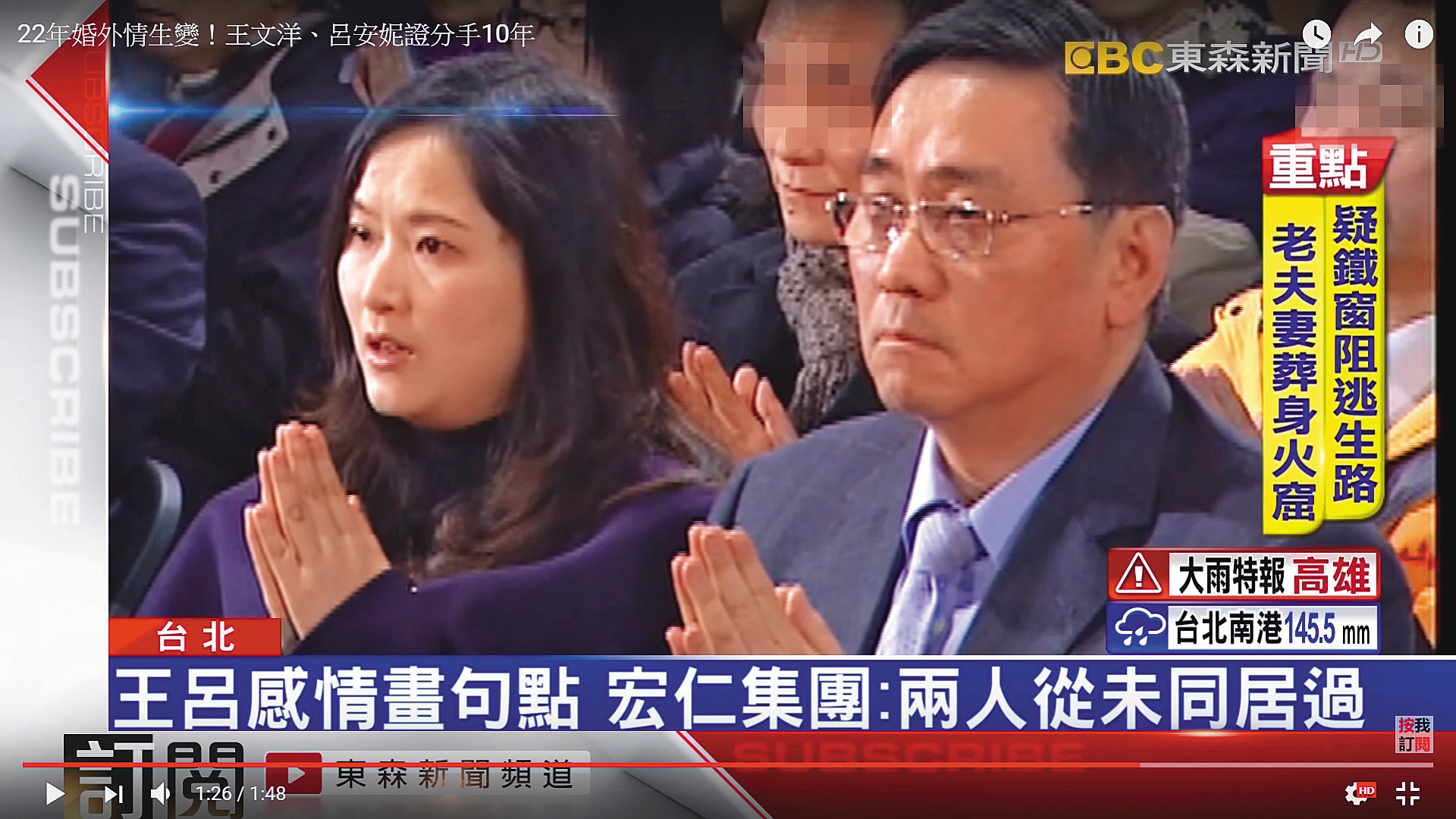 王文洋（右）曾和呂安妮（左）爆出師生戀，兩人於2017年分手。