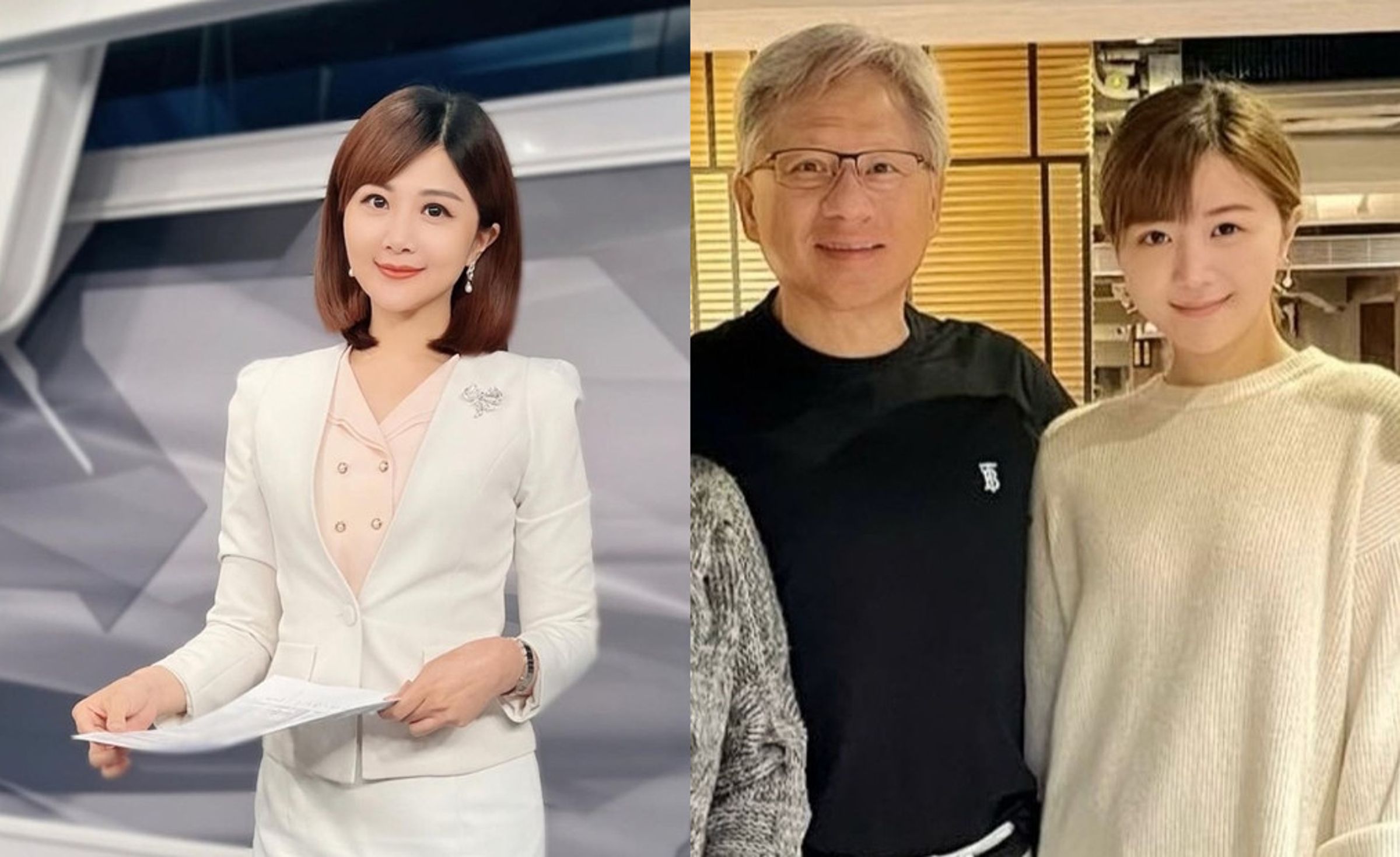 主播韓佩穎在餐廳巧遇黃仁勳,兩人一起合照。(翻攝IG@natalie_han0903)