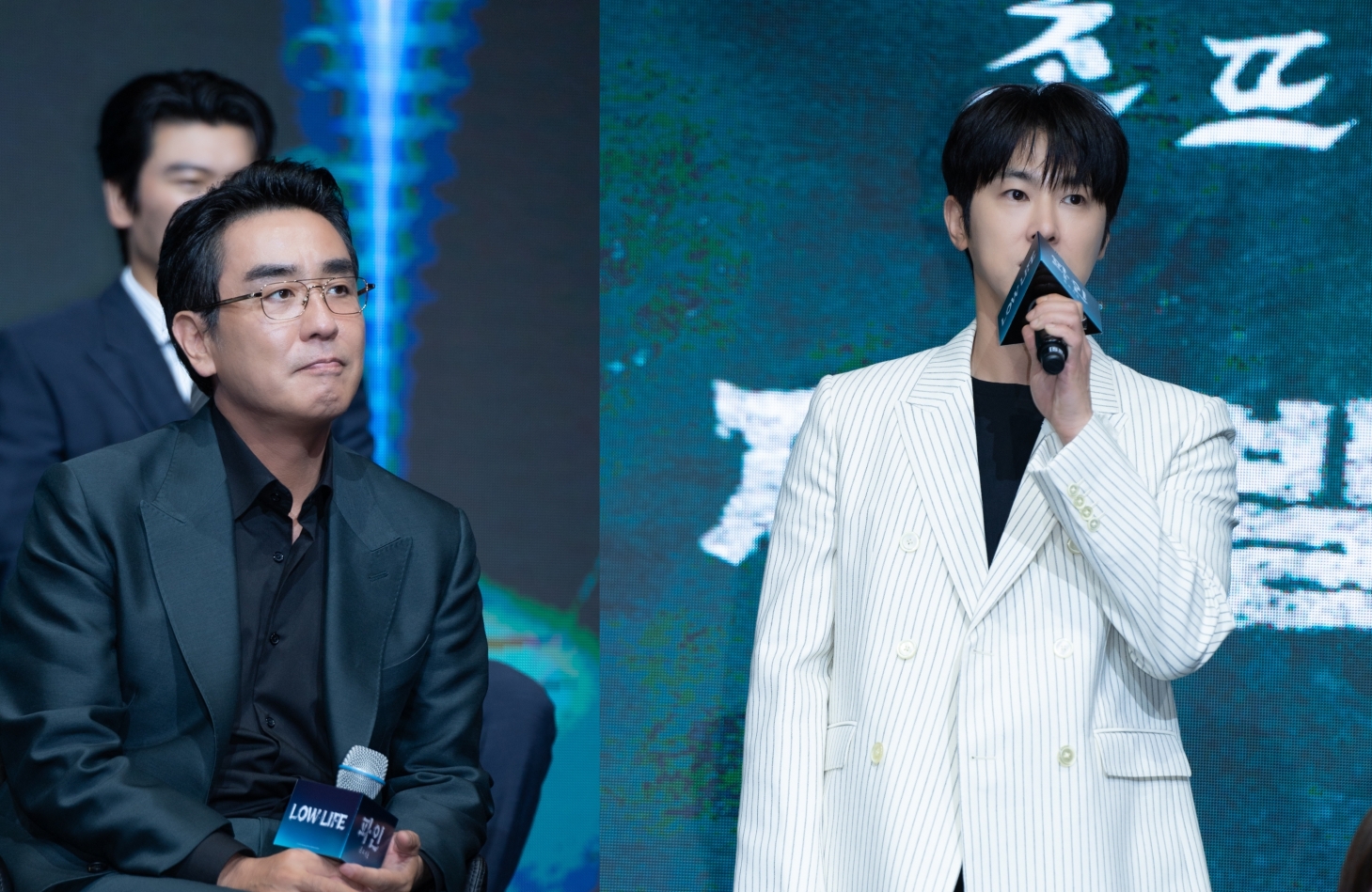 鄭允浩（右）在《下流大盜》演地痞角色，難忘柳承龍對他說：「好好準備再來。」（Disney+提供）