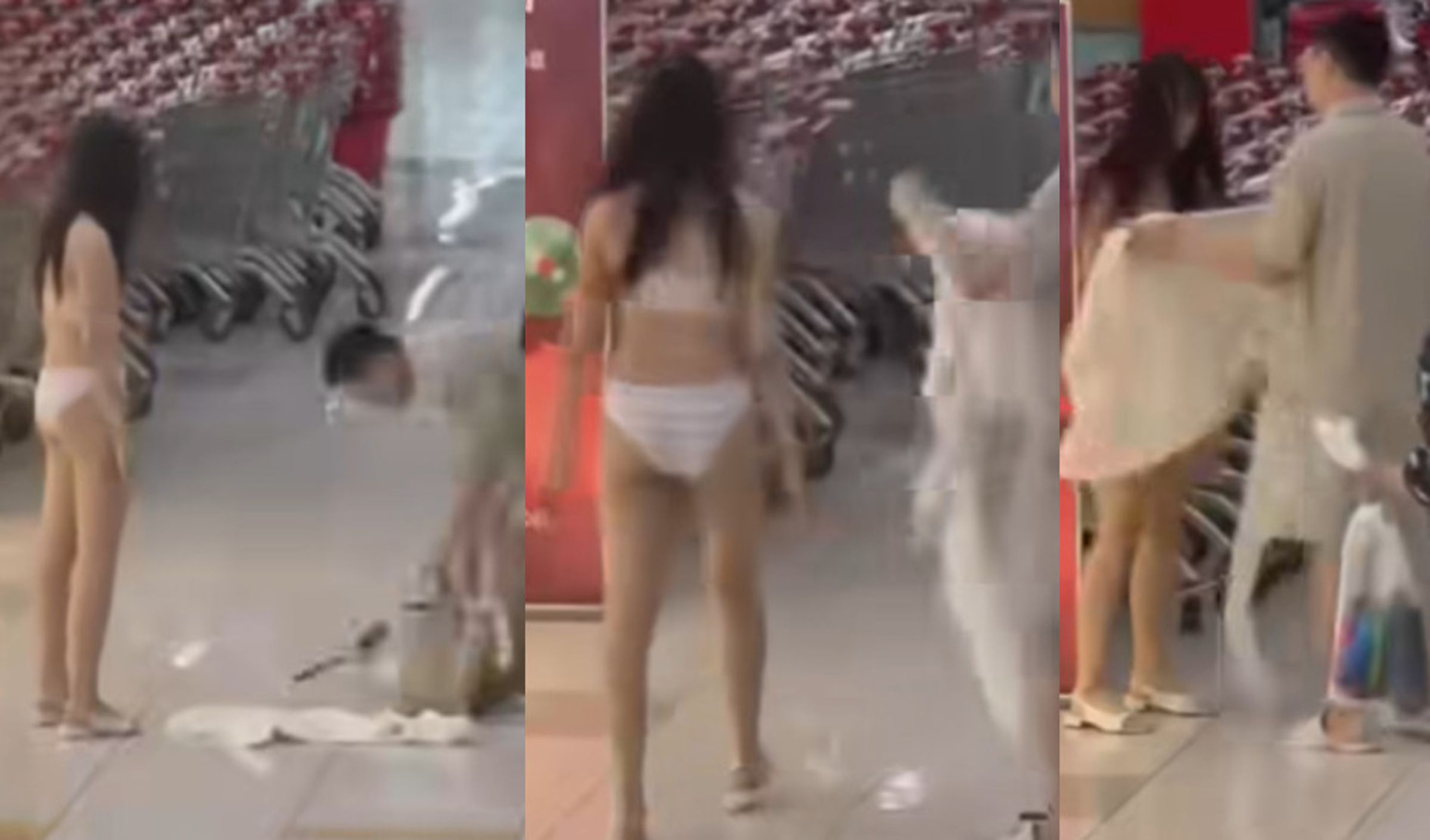 一名年輕女子一怒之下在深圳一間賣場當眾脫衣。（翻自「中國傻事」臉書）