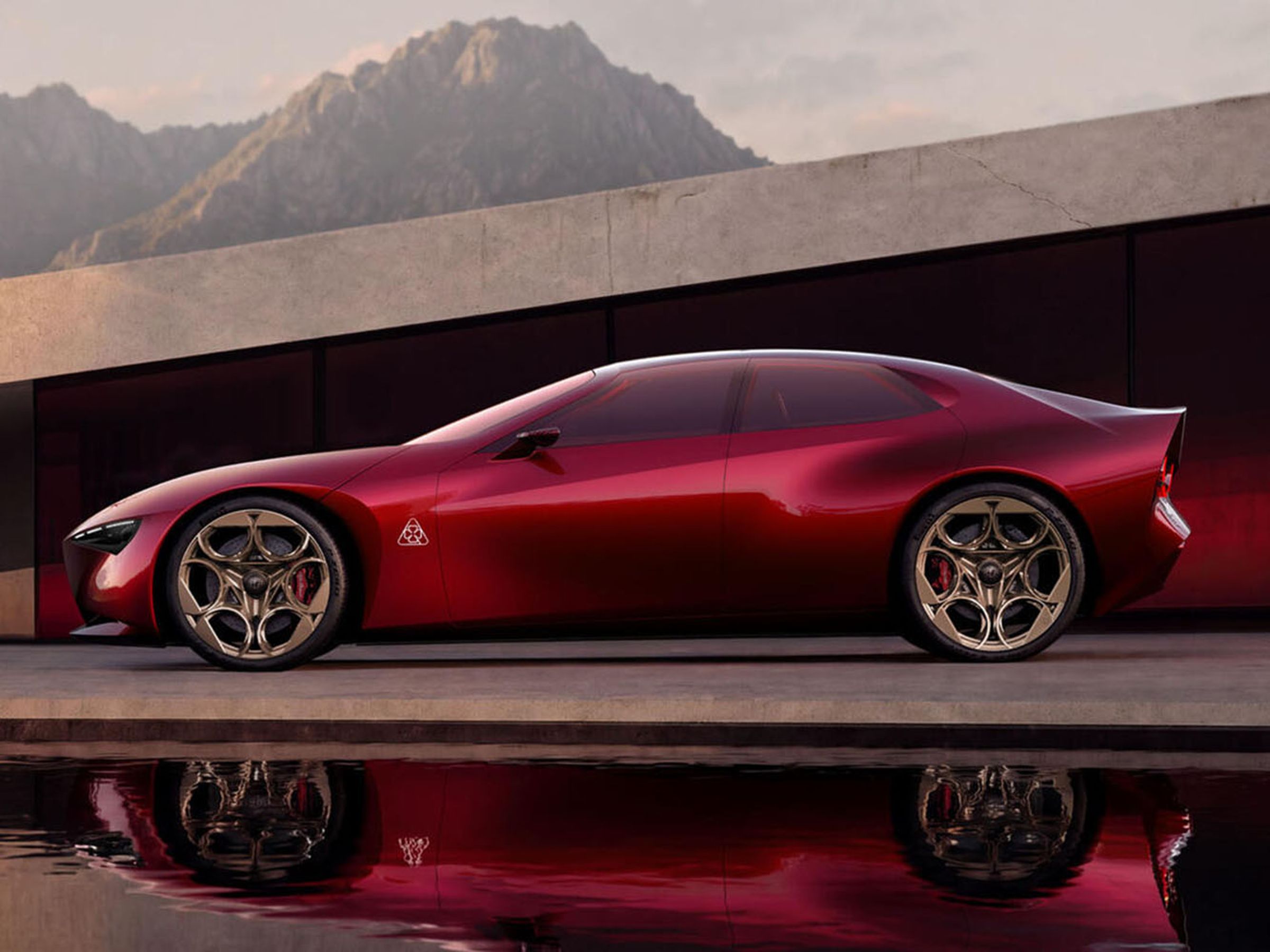 Cuorerosso 車長 4,700mm、車寬 1,980mm、車高僅 1,331mm,軸距則為 2,930mm,整體尺碼與現行 Giulia 相近,但透過更寬、更低的車身比例,營造結合 GT 與超級跑車的視覺張力。