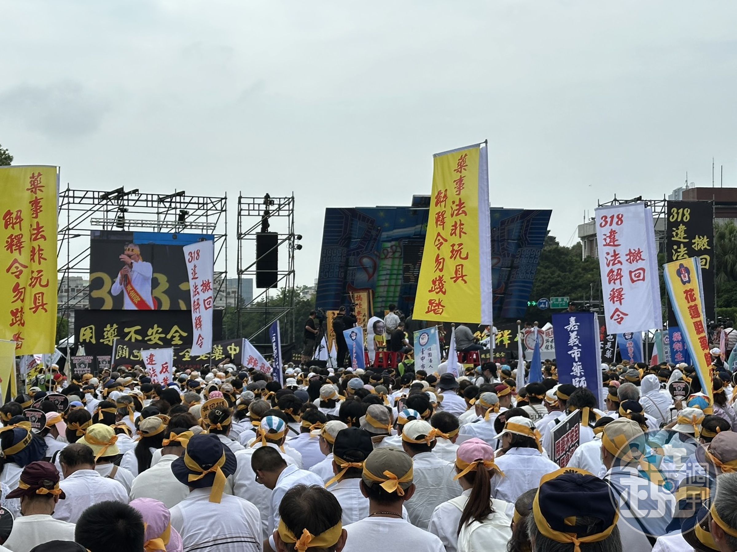 全國各地藥師團體和藥學系學生齊聚凱道抗議。
