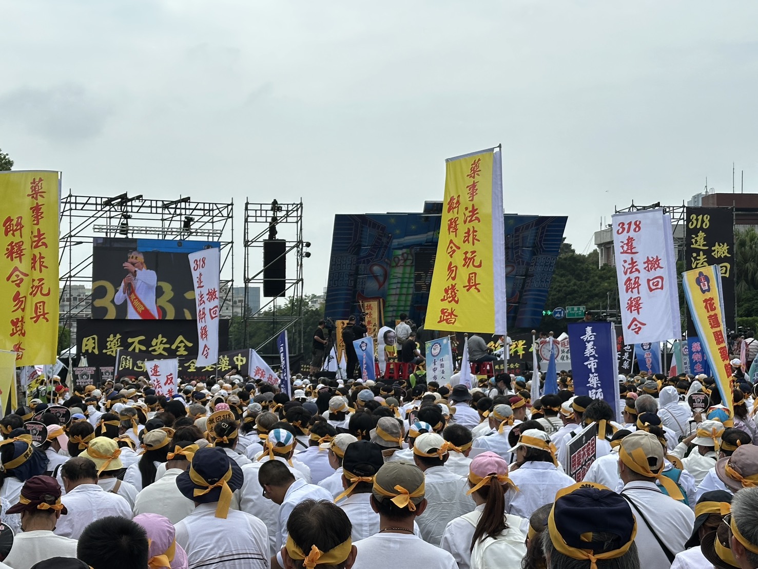 全國各地藥師團體和藥學系學生齊聚凱道抗議。