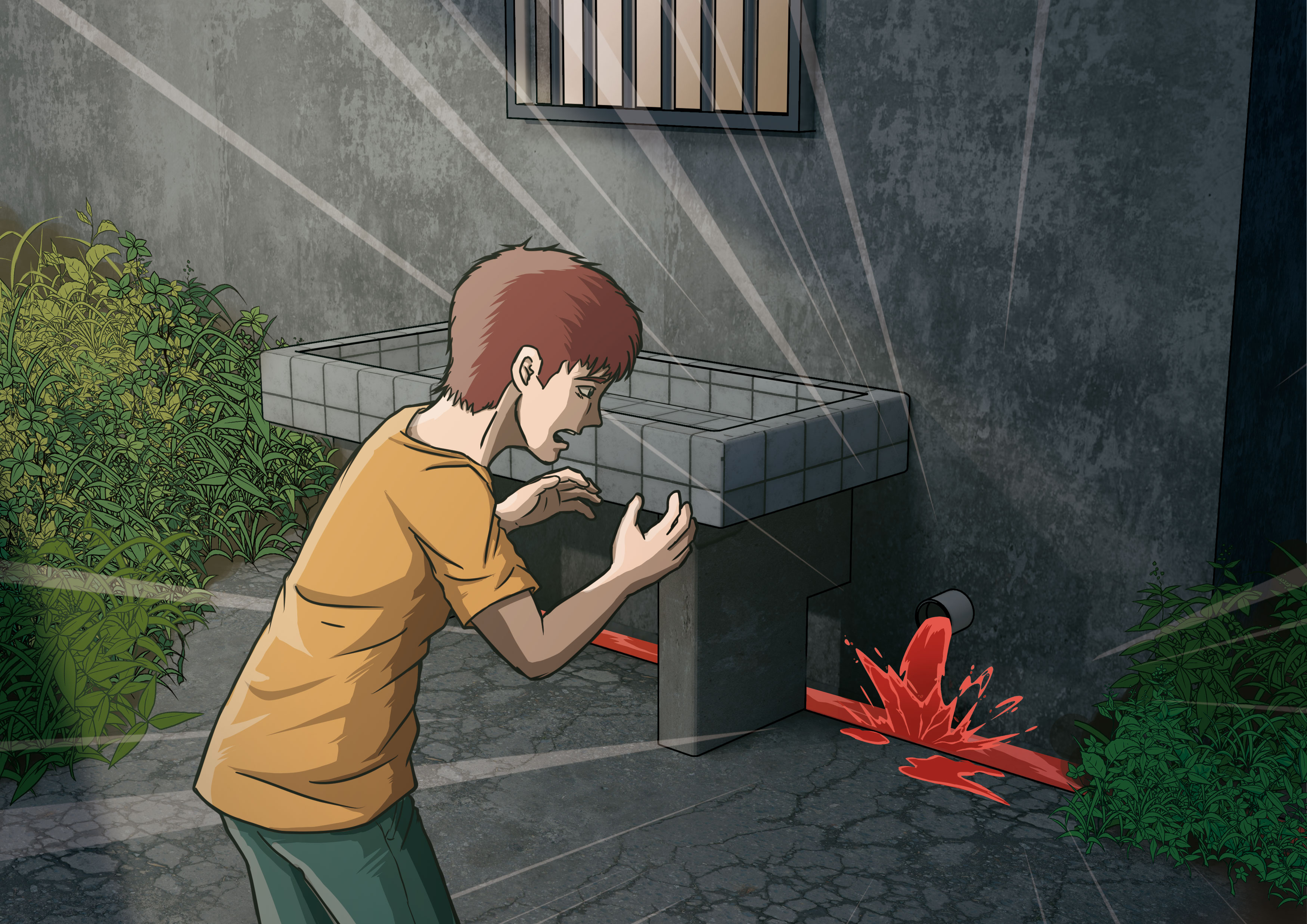 當年才9歲的賴子驚睹水管排出血水，意外揭發父親殺母分屍的慘案。（示意畫面）