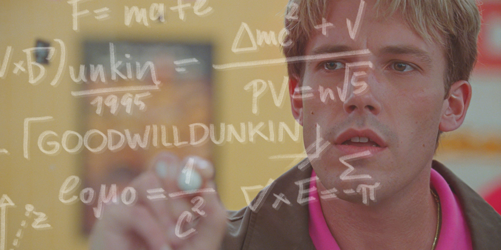 班艾佛列克惡搞《心靈捕手》，這次自己演出麥特戴蒙的數學天才角色。（Dunkin’提供）