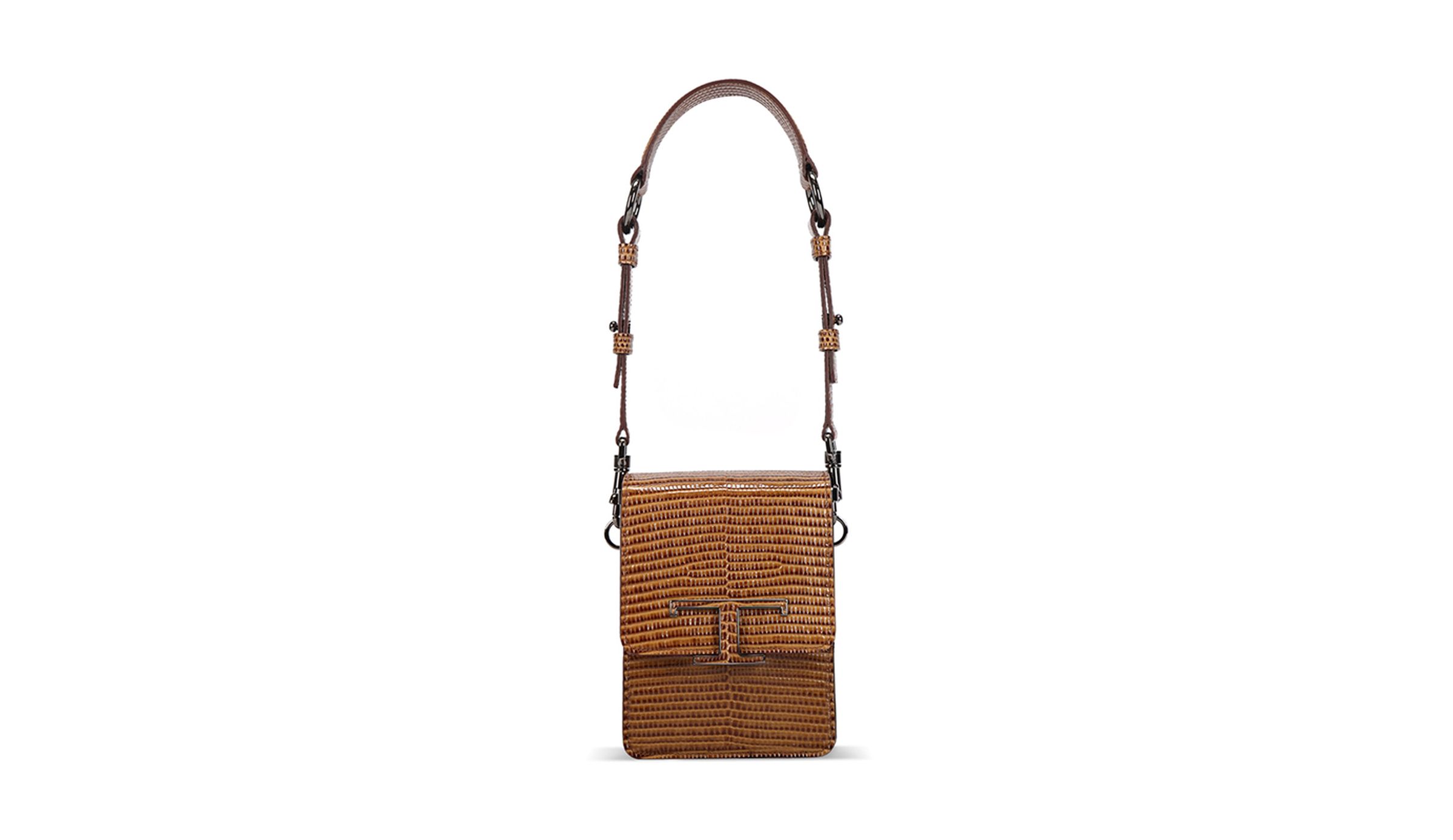 TOD'S T Timeless小牛皮壓印成蜥蜴皮紋路迷你直式風琴包 NT$89,900。