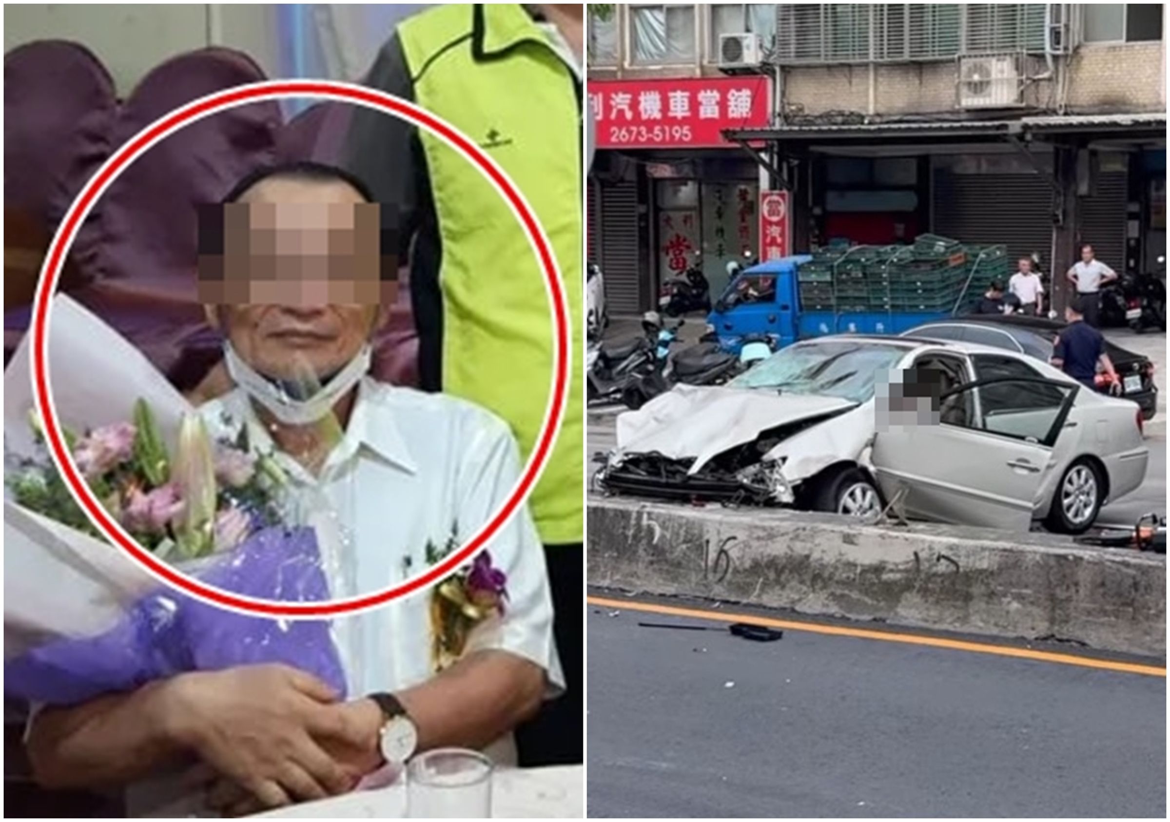 肇事78歲余姓老翁今天早上7點20分身亡,妻子、兒子今低調現身醫院太平間。(翻攝畫面/翻攝自黃家賢臉書)