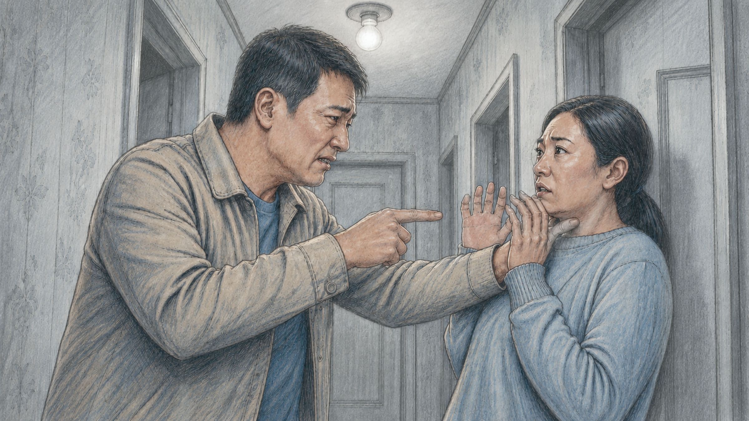 經濟重擔讓阿豪的情緒更加容易失控,有時摔東西,有時對小晴施暴。(示意圖由AI軟體magnific優化,本刊美術組後製)