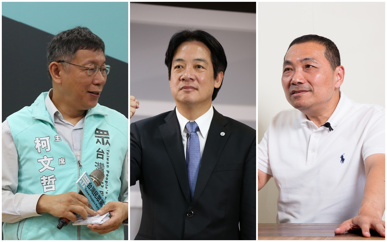 2024總統大選形成三腳督局面，《鏡新聞》最新民調顯示，賴蕭配獲得30.5%支持度、侯趙配28.7%、柯吳配22.1%。（合成照，本刊資料照）