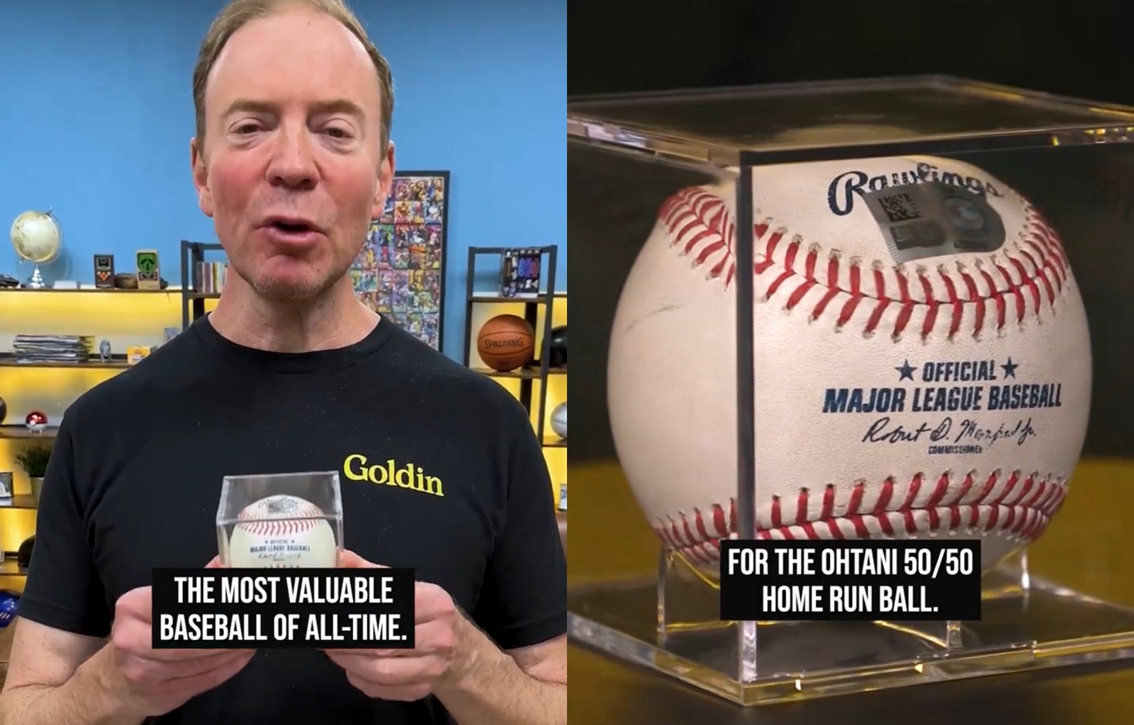 拍賣公司透露大谷翔平第50支全壘打球由台灣企業得標。（翻攝自X@GoldinCo）