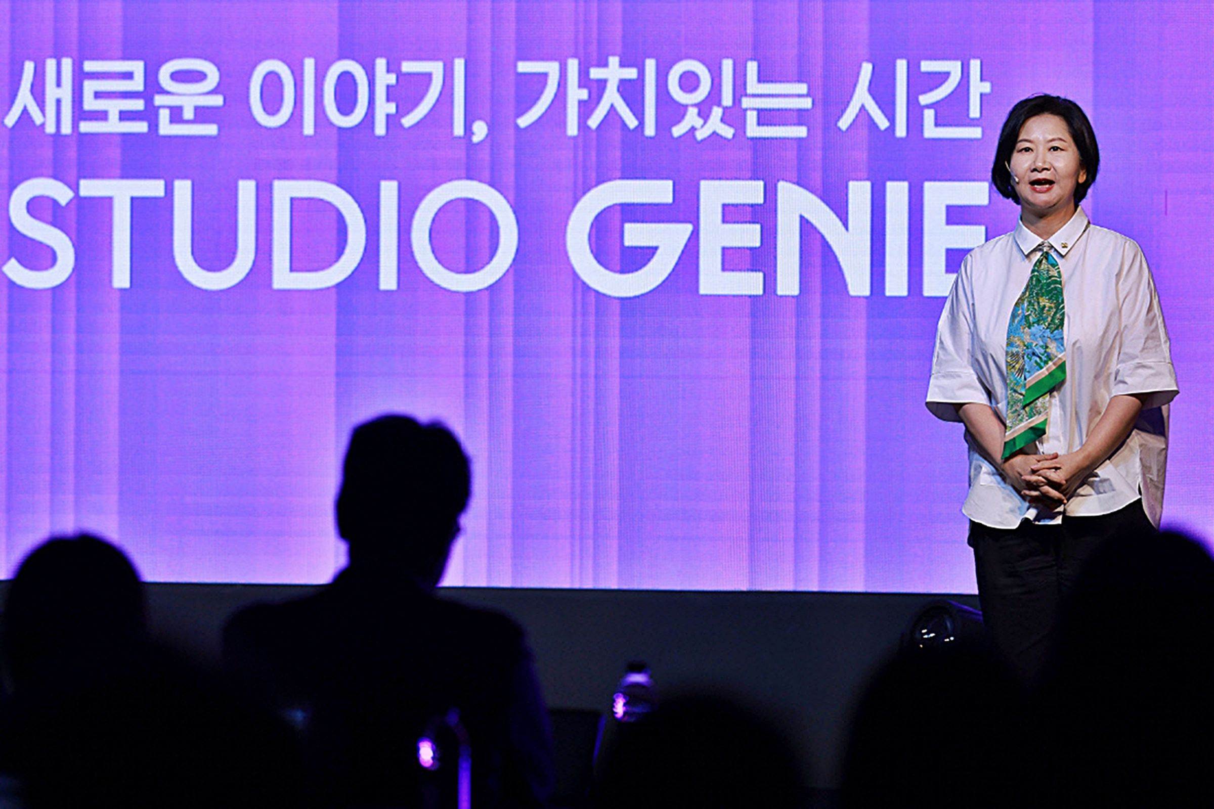 KT Studiogenie日前集團媒體日，執行長金哲妍正式宣告將與台灣合作。（韓國KT集團提供）