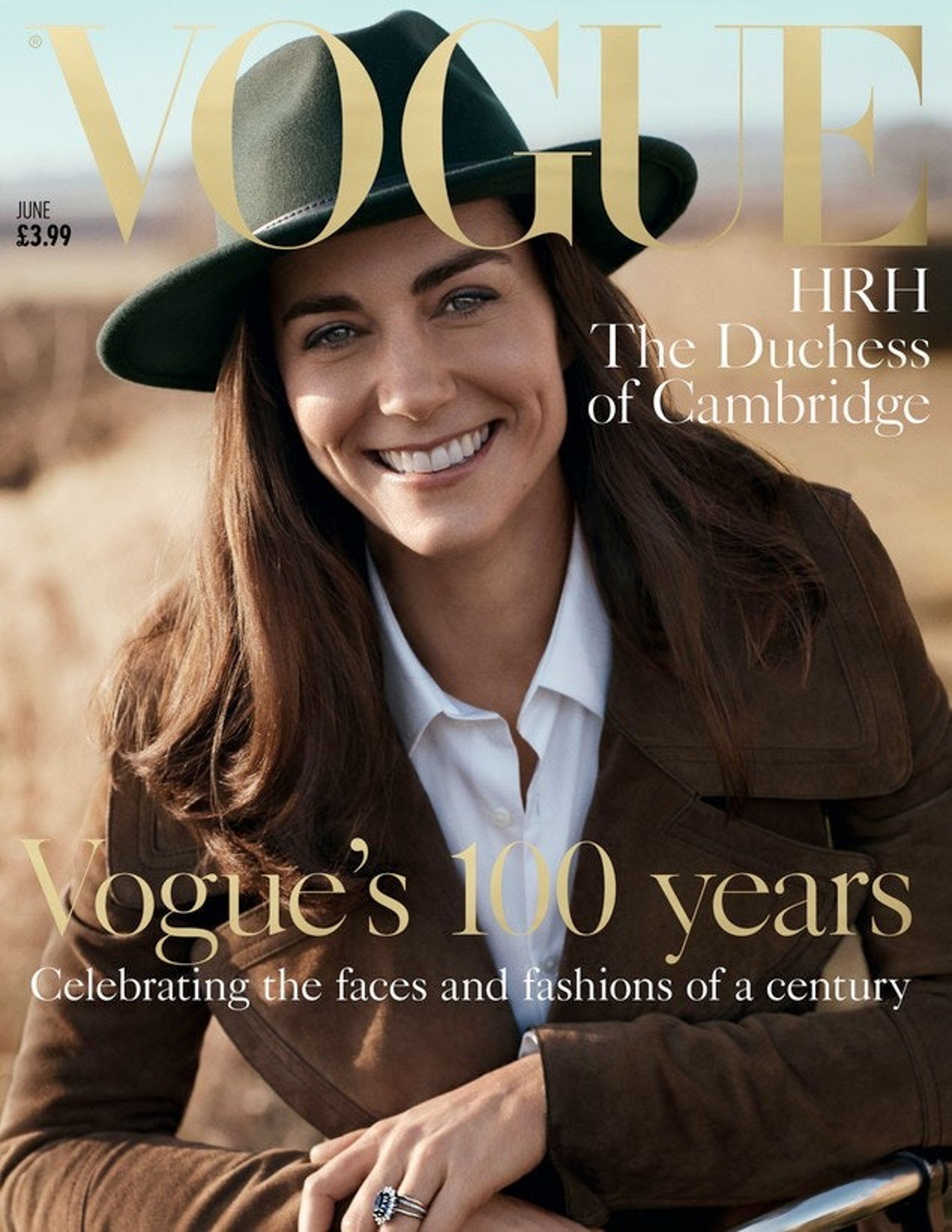 凱特王妃2016年登上英國《VOGUE》創刊100週年封面，展現樸實。（翻攝British Vogue） 