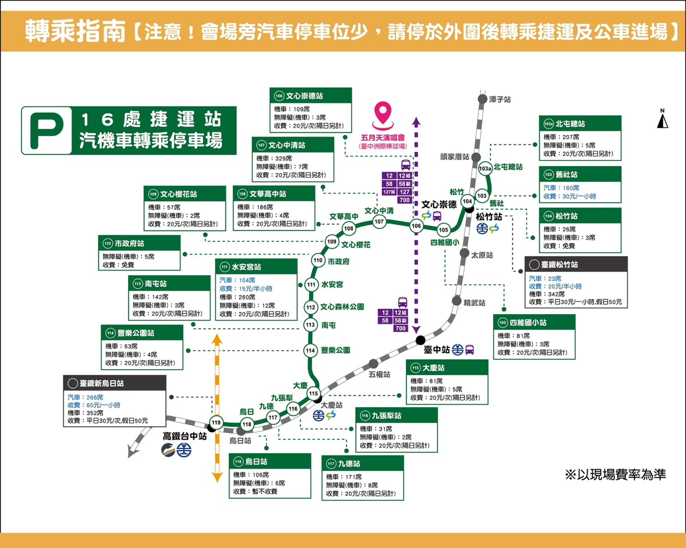 台中市政府說明五月天演唱會交管措施。(台中市政府提供)
