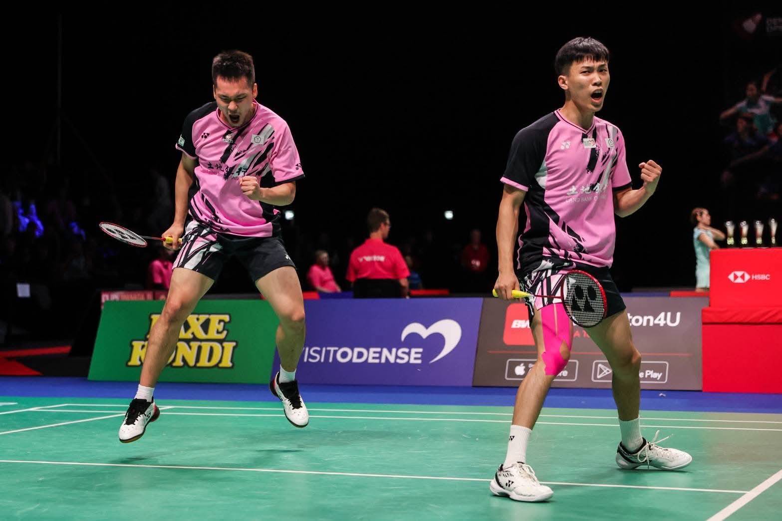 李洋和盧震（右）於丹麥公開賽首度合作即創佳績，闖進16強，不過盧震近日爆出外流片。（翻攝自盧震臉書）