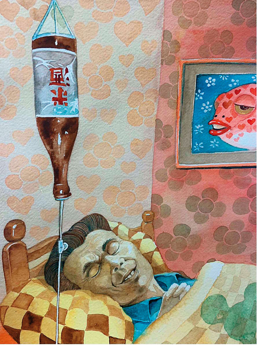 詹政融的文薈獎得獎作,畫的是家鄉故事,人物取材自真實生活,也透露出對小人物的悲憫和疼惜。(詹政融提供)