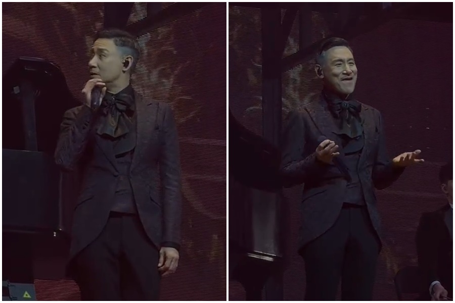 張學友上海演唱會因團隊出包，險些鬧出假唱事件，有自稱現場觀眾表示歌神當下「蠻生氣的」。（翻攝自微博）