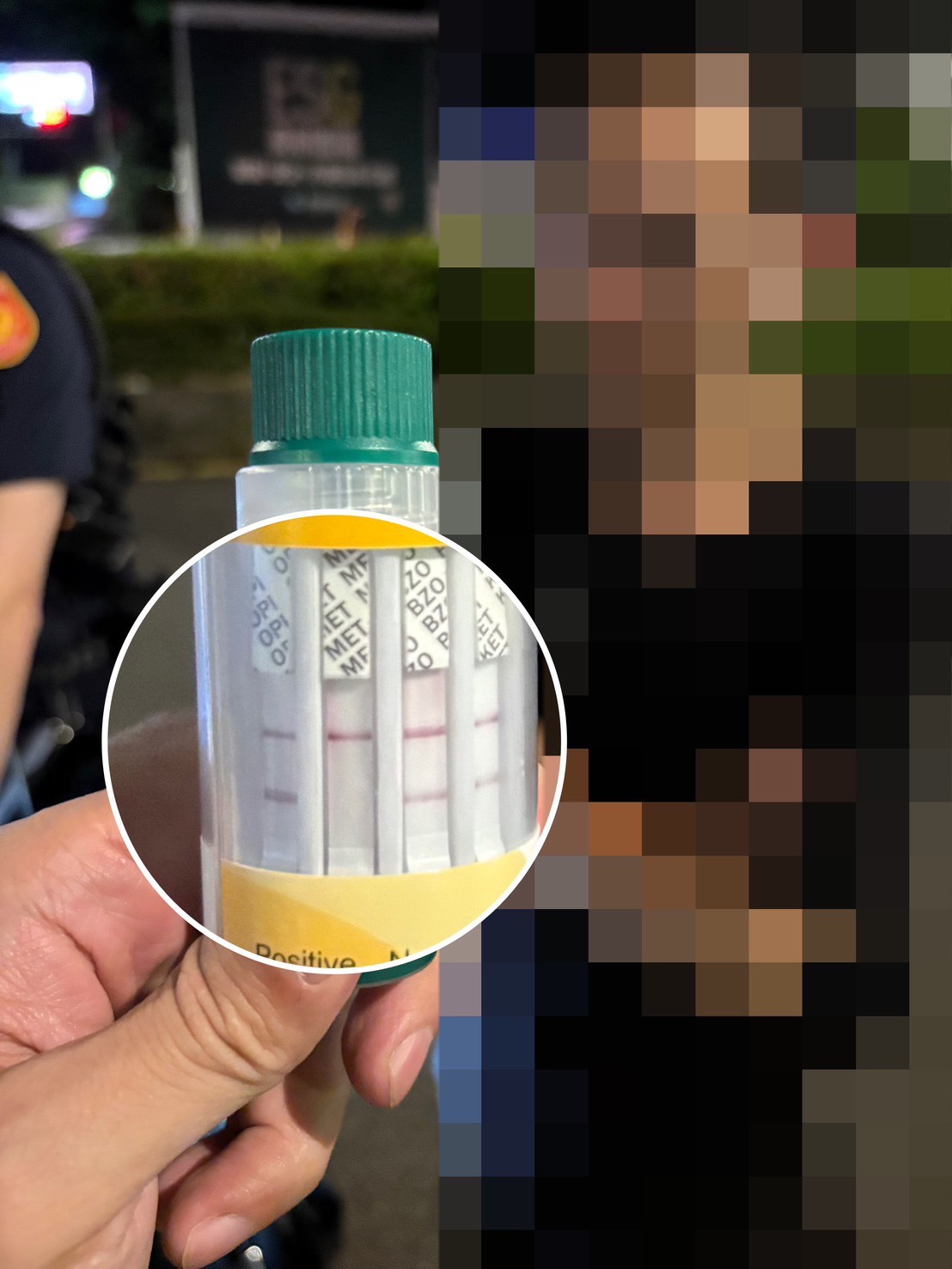 警方攔檢毒駕婁男,唾液快篩呈現二級毒品安非他命陽性反應。翻攝畫面