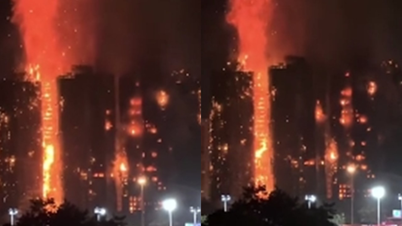 香港世紀大火釀44死279人失聯。 （翻攝自微博）