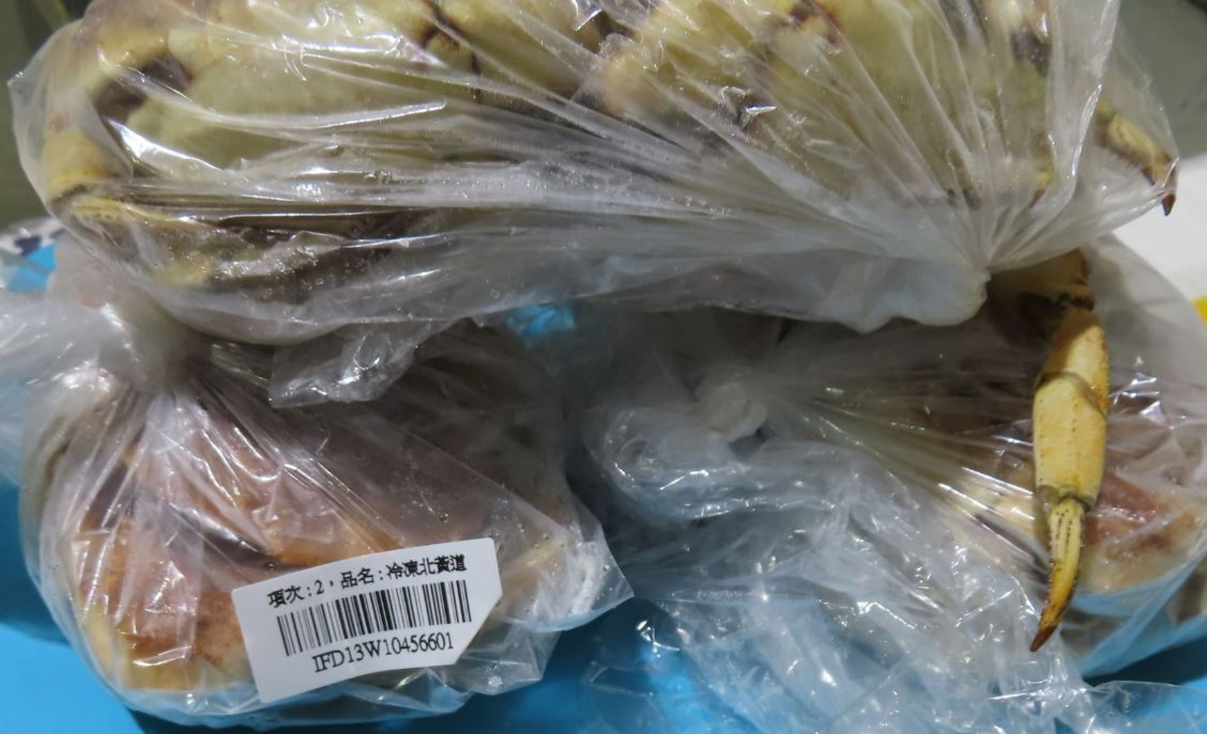 「欣葉」從美國進口的冷凍北黃道蟹重金屬超標。(食藥署提供)