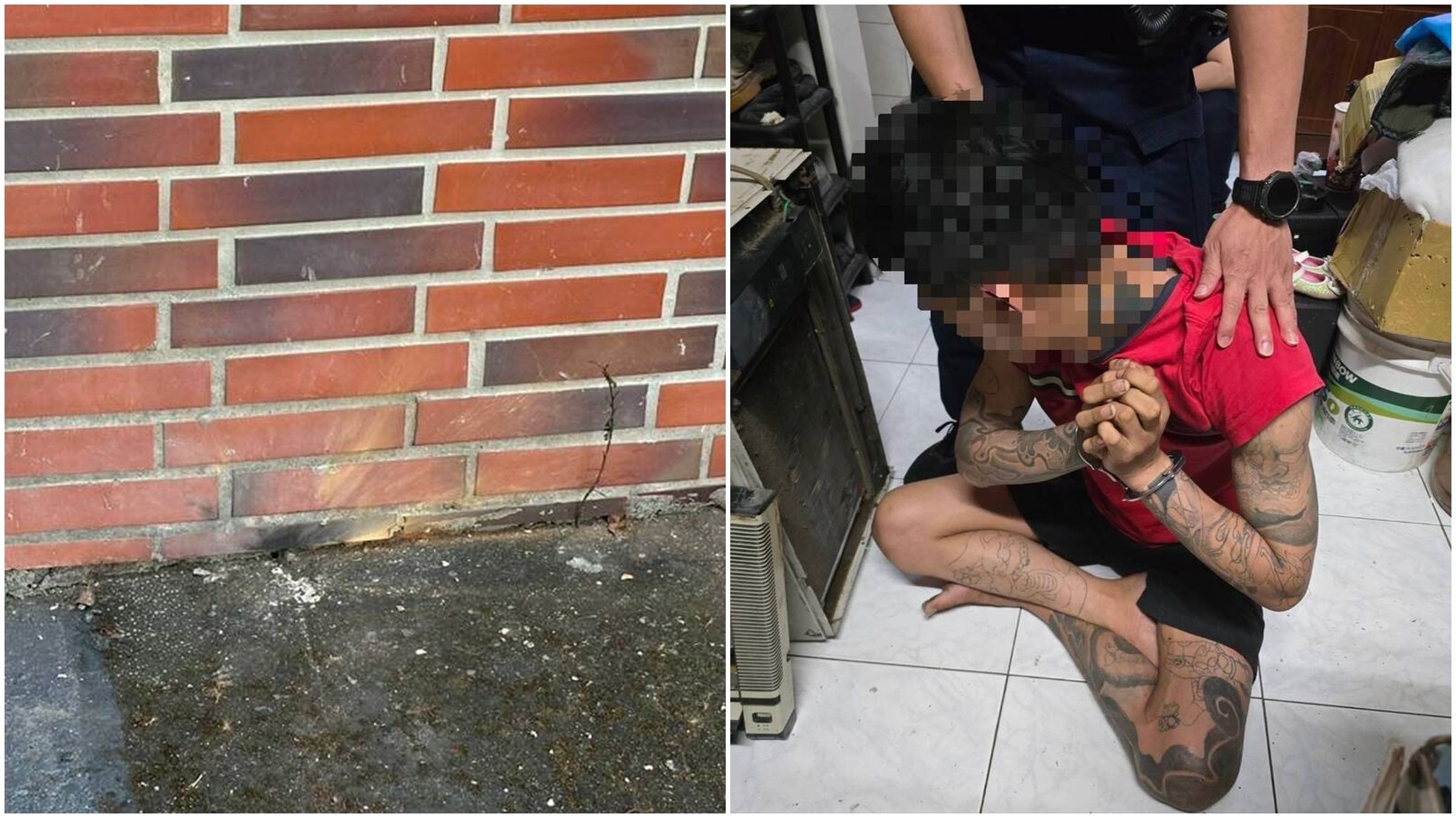 楊姓男子涉嫌以鋼珠彈丸填裝火藥自製炸彈，兩度炸一所高中試威力，巨大聲響嚇壞周邊住戶。（翻攝畫面）
