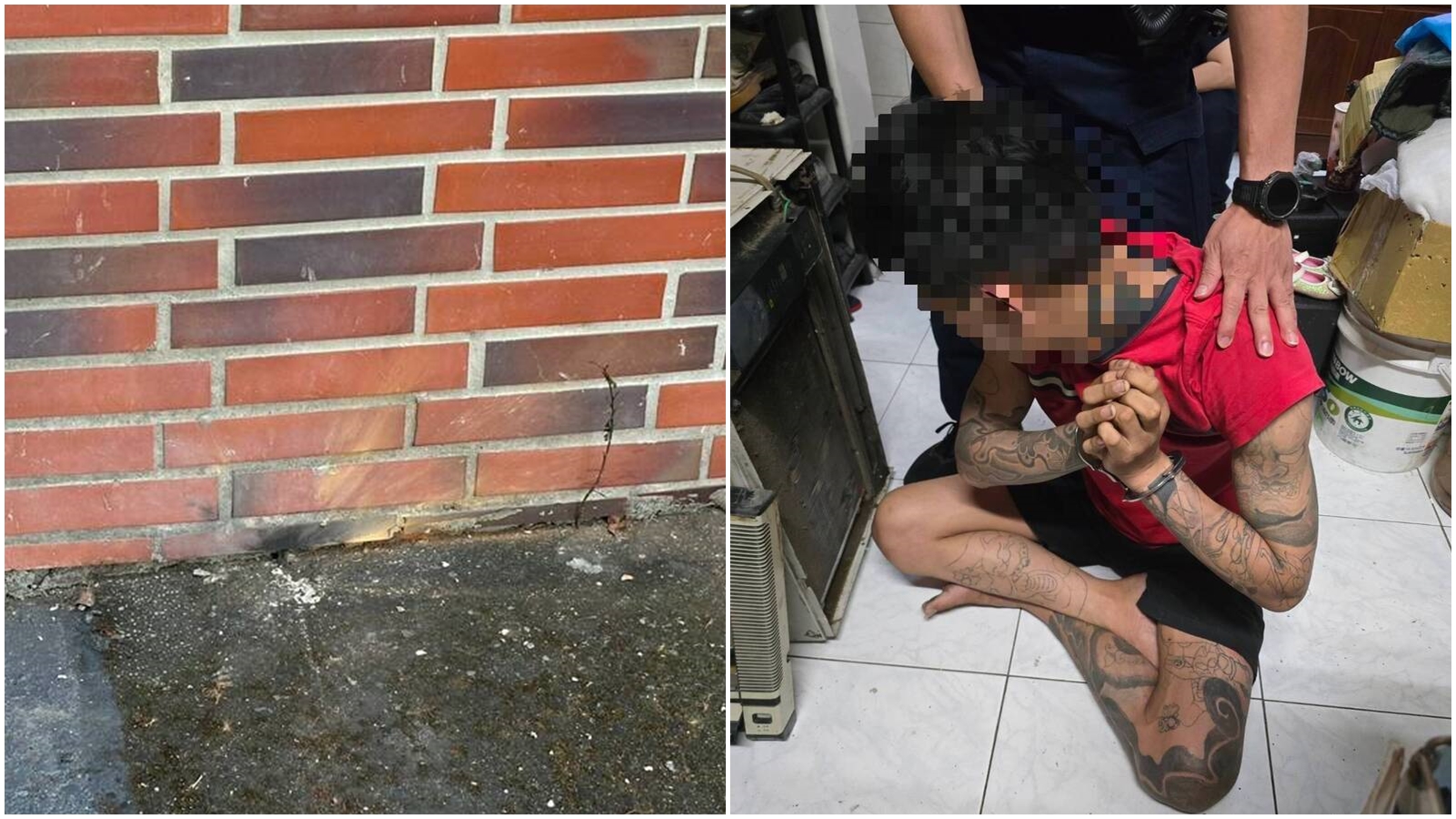 楊姓男子涉嫌以鋼珠彈丸填裝火藥自製炸彈,兩度炸一所高中試威力,巨大聲響嚇壞周邊住戶。(翻攝畫面)