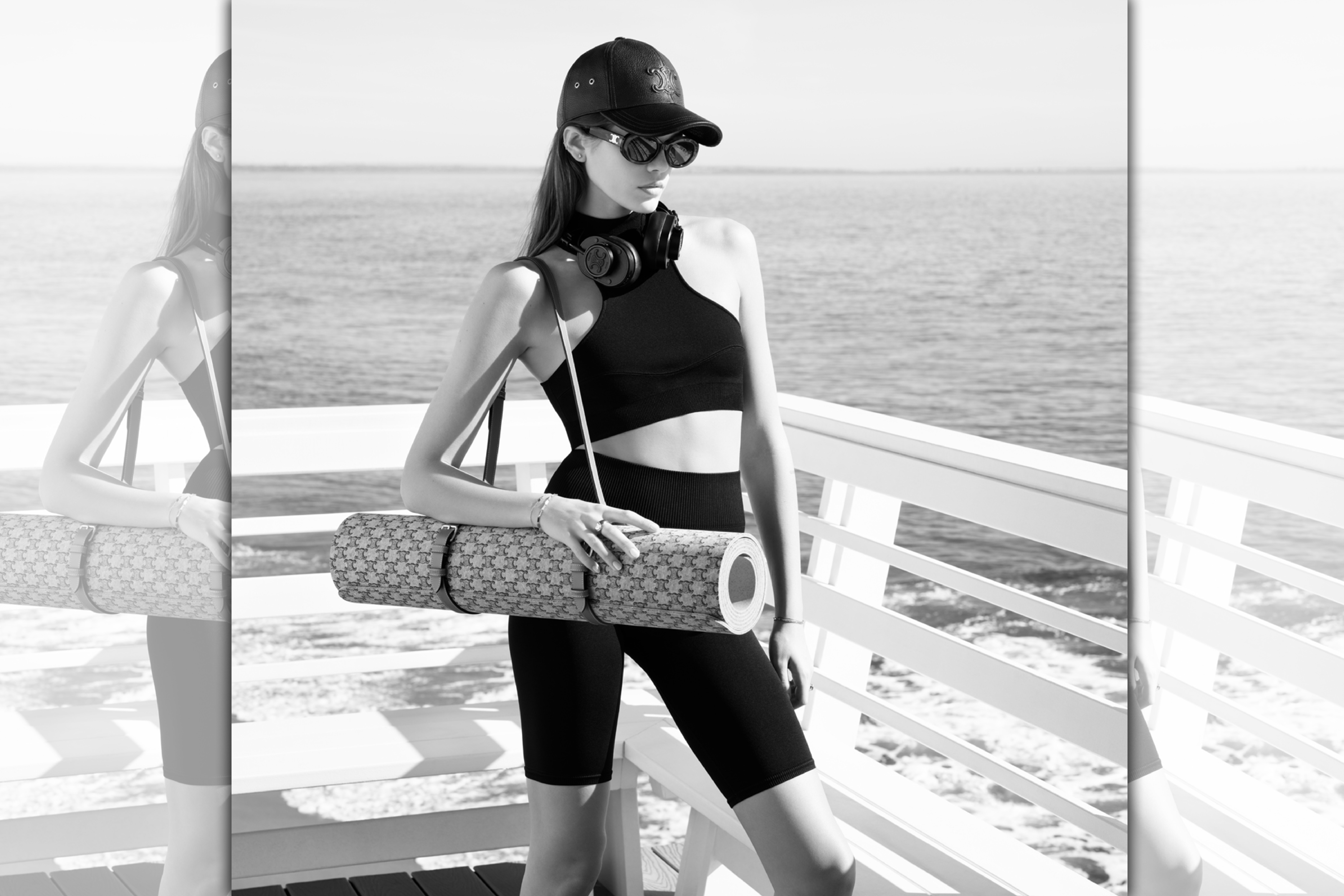 由超模凱亞葛柏（Kaia Gerber）詮釋的CELINE PILATES COLLECTION皮拉提斯系列。（CELINE BY HEDI SLIMANE提供）