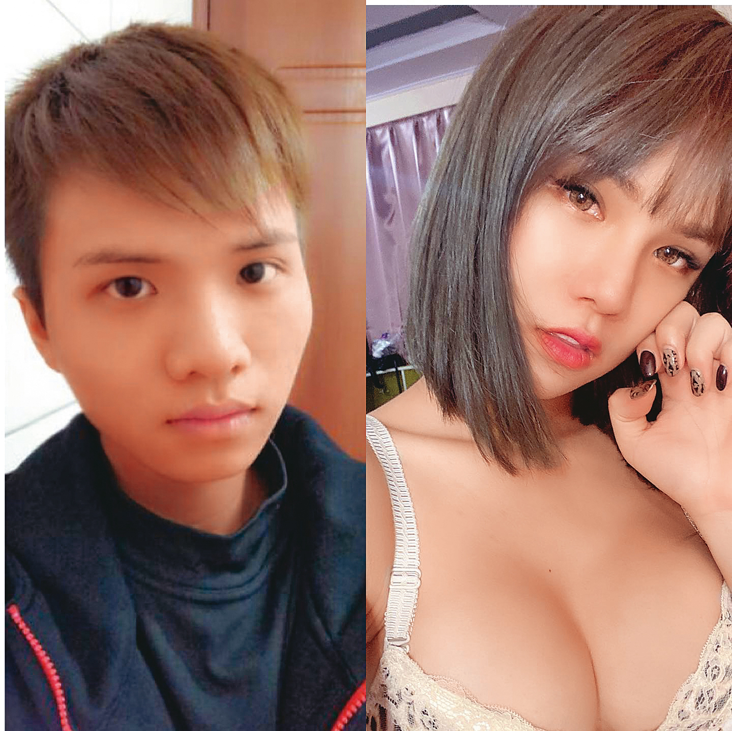 小A辣變性之後判若兩人，連小波特都難辨雌雄。（翻攝自小A辣臉書）