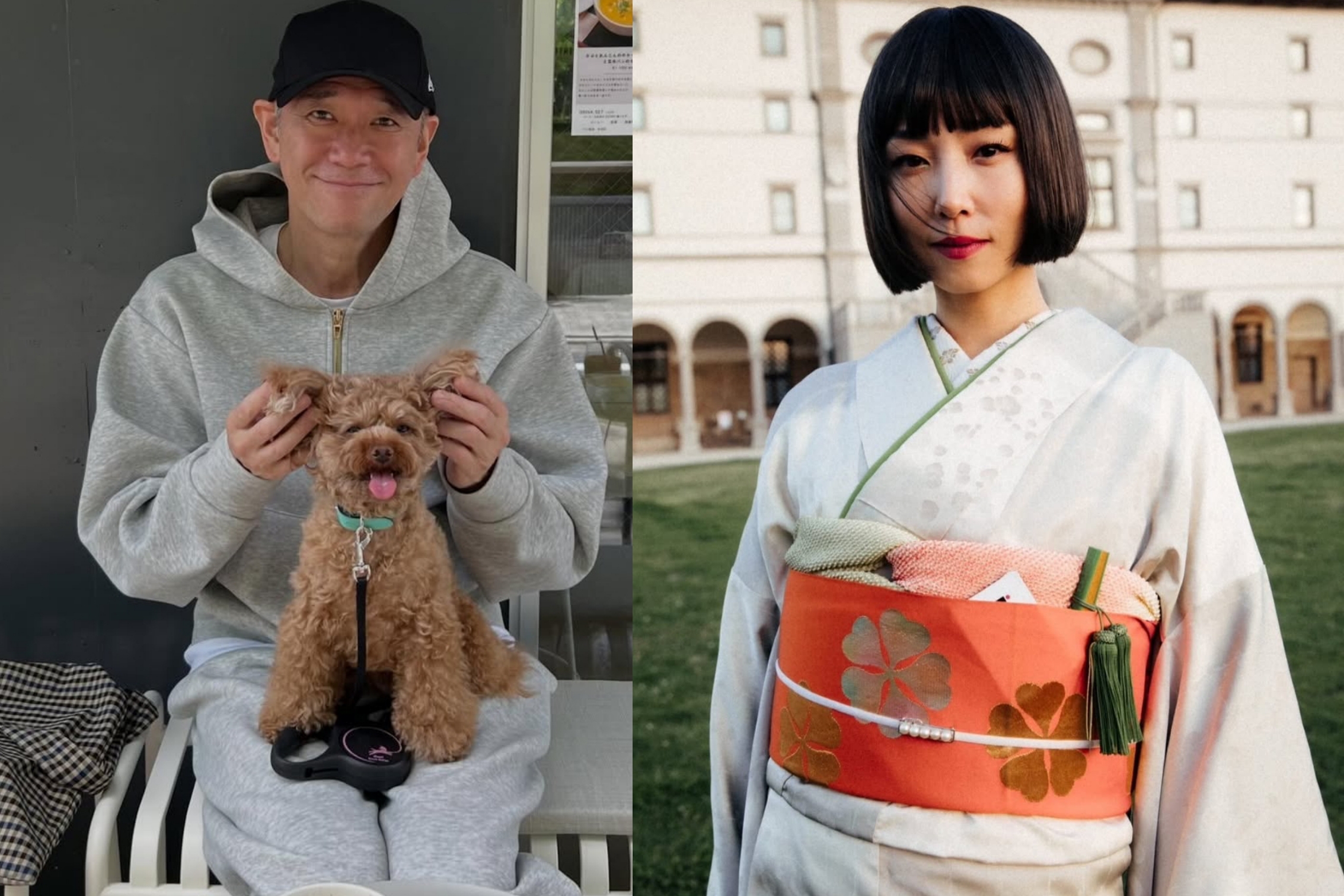 杉本哲太近來作風變年輕，開始經營IG，反而成為新戀情的證據；右圖是他新歡被說像的女星MEGUMI。（翻攝網路）