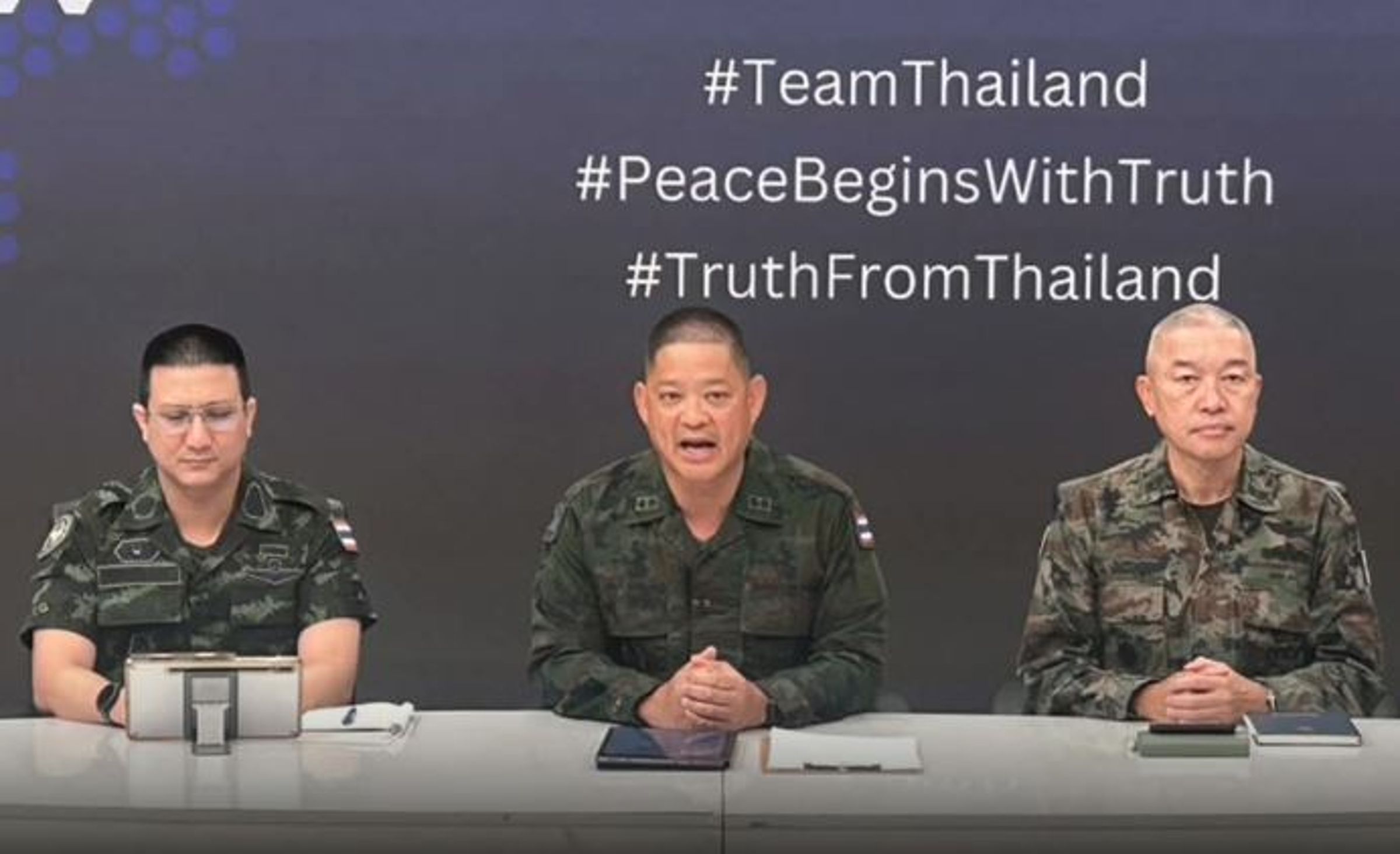 泰國軍方高層首次統一發出強硬聲明,明確表示對柬埔寨的持續挑釁已「忍無可忍」。(翻攝自KhaosodEnglish X)