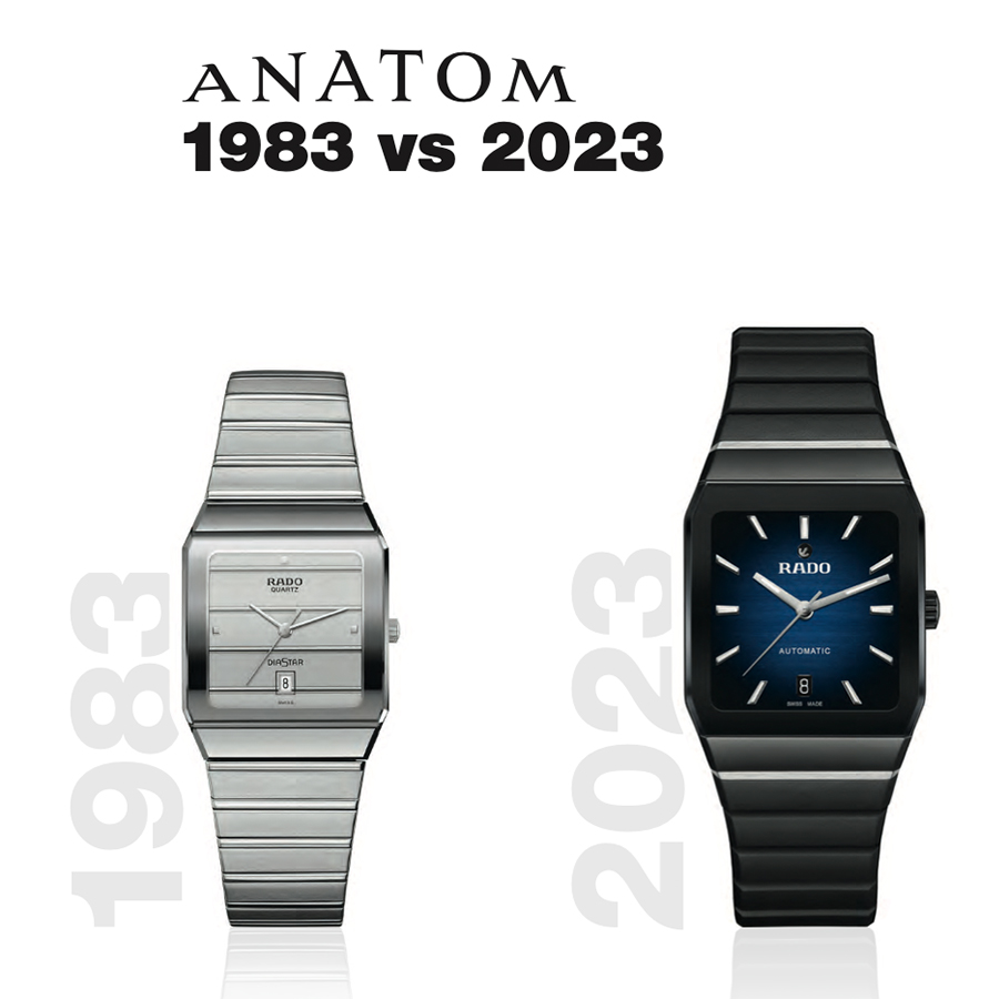 和1983年的Anatom相比,於2023年初步發表、2024年正式上市的新版本,錶徑加大了4.5mm,錶殼材質從硬金屬改為高科技陶瓷,從石英機芯變成具備Nivachron™鈦合金防磁游絲的新式機械機芯,面盤的裝飾工藝也不一樣,雖系出同源但風格大為不同。