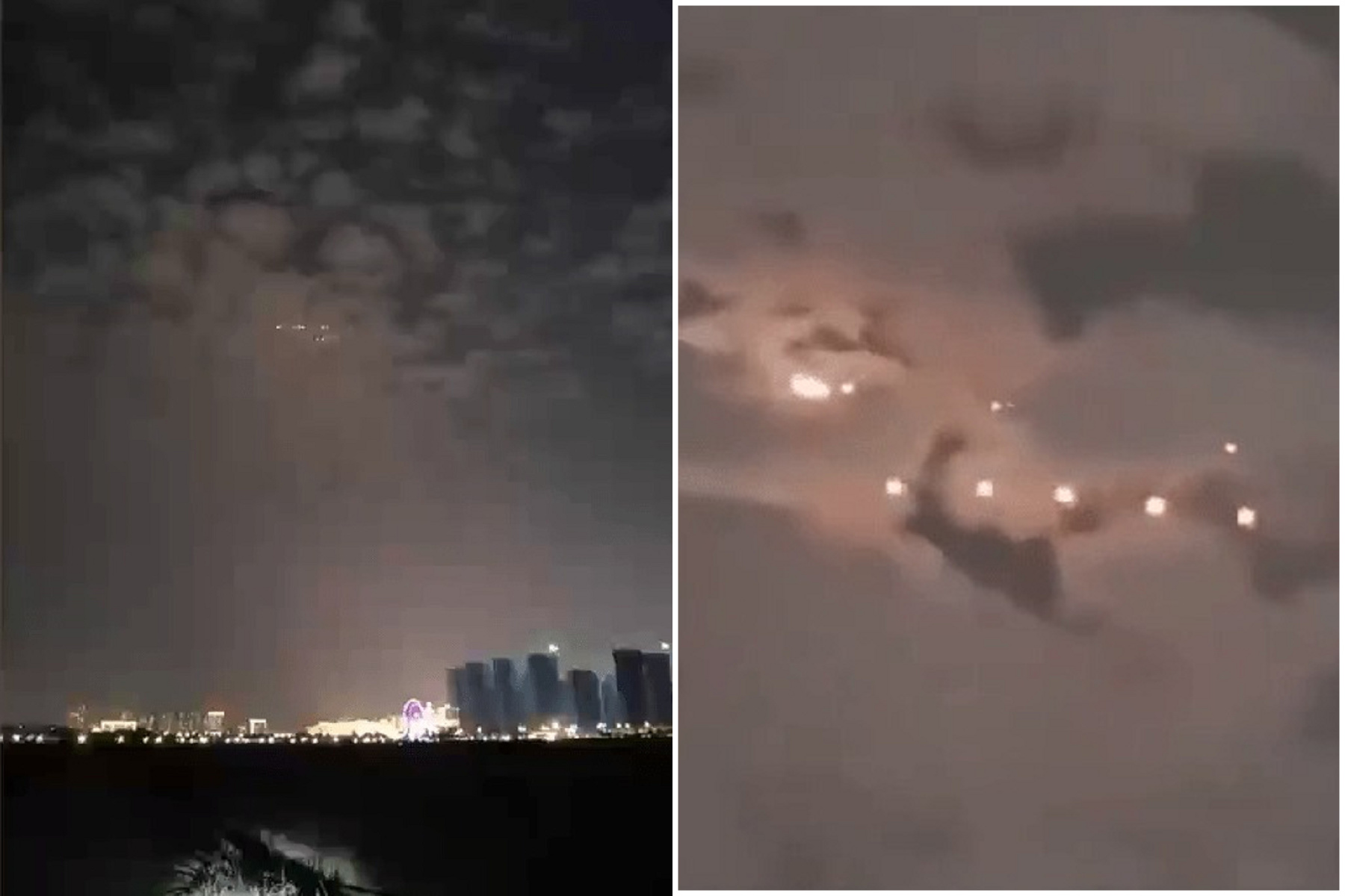 外星人入侵中國？福建天空出現大量UFO，詭異影片曝光。（翻自X平台）