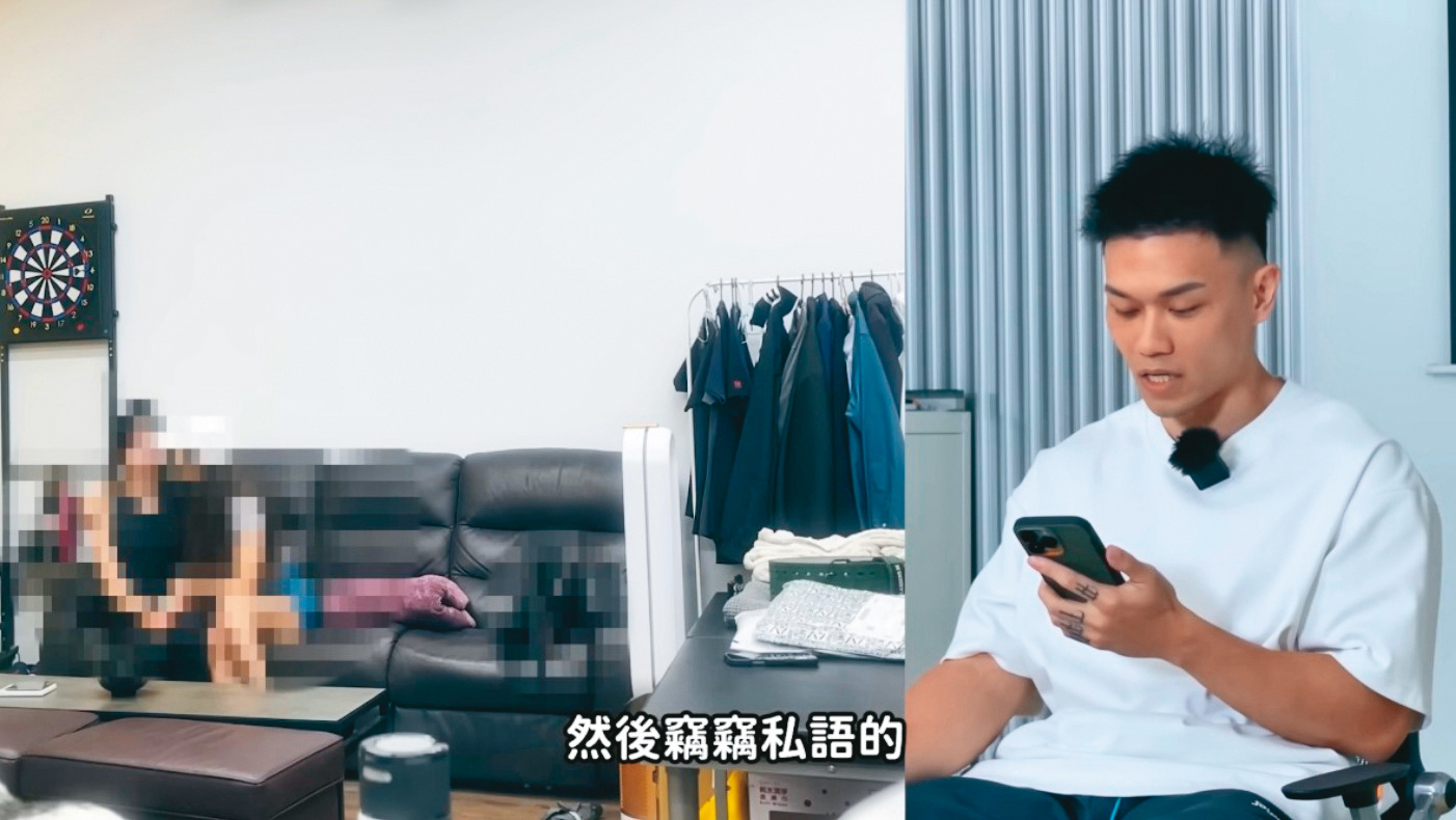 去年底,PEETA葛格前妻因偷竊,被網紅健人蓋伊公布影片。(翻攝自健人蓋伊YouTube)