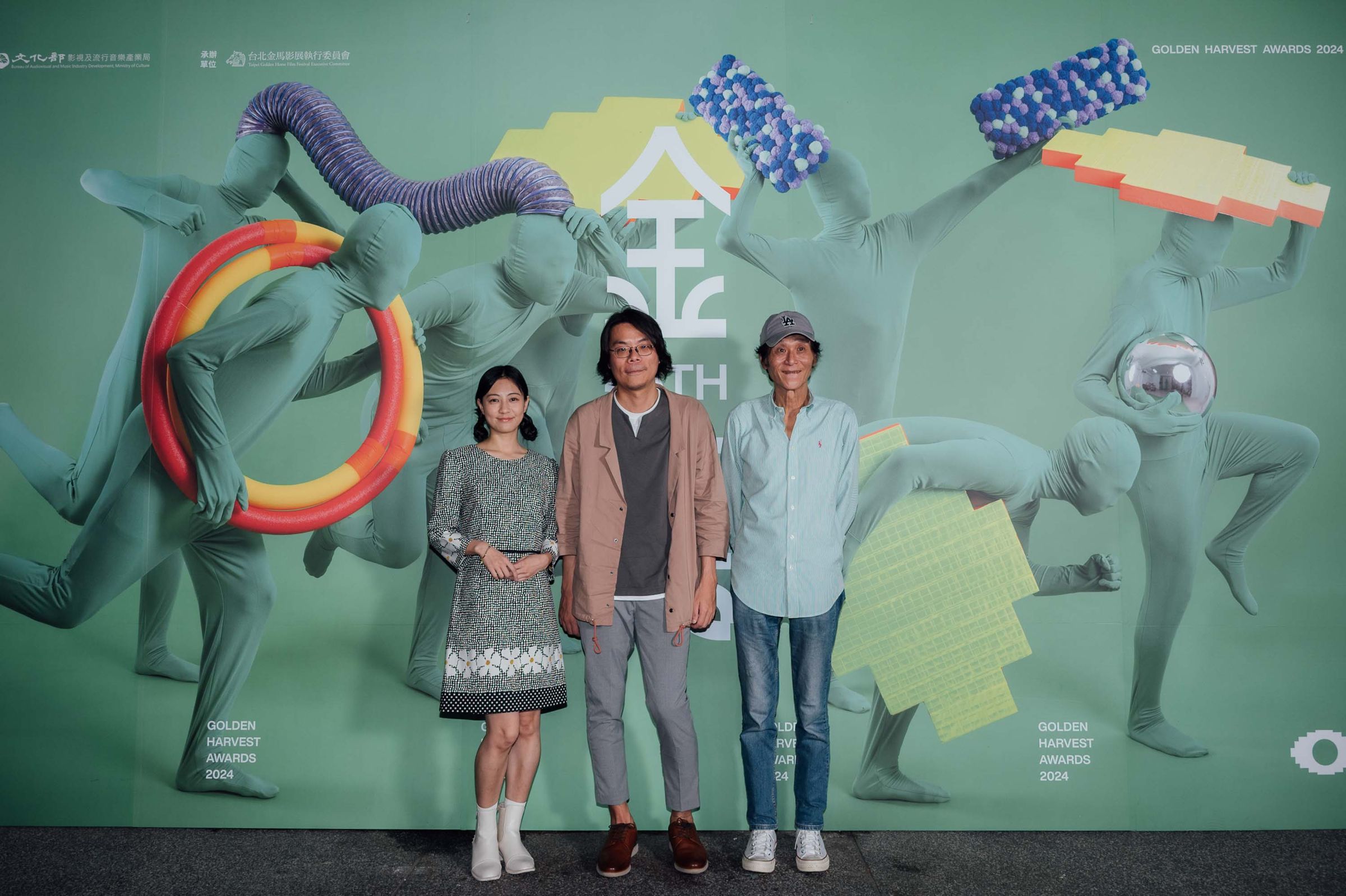 短片《來我夢中》代表王丁筑（左起）、導演林彣政、喜翔。（金穗獎提供）